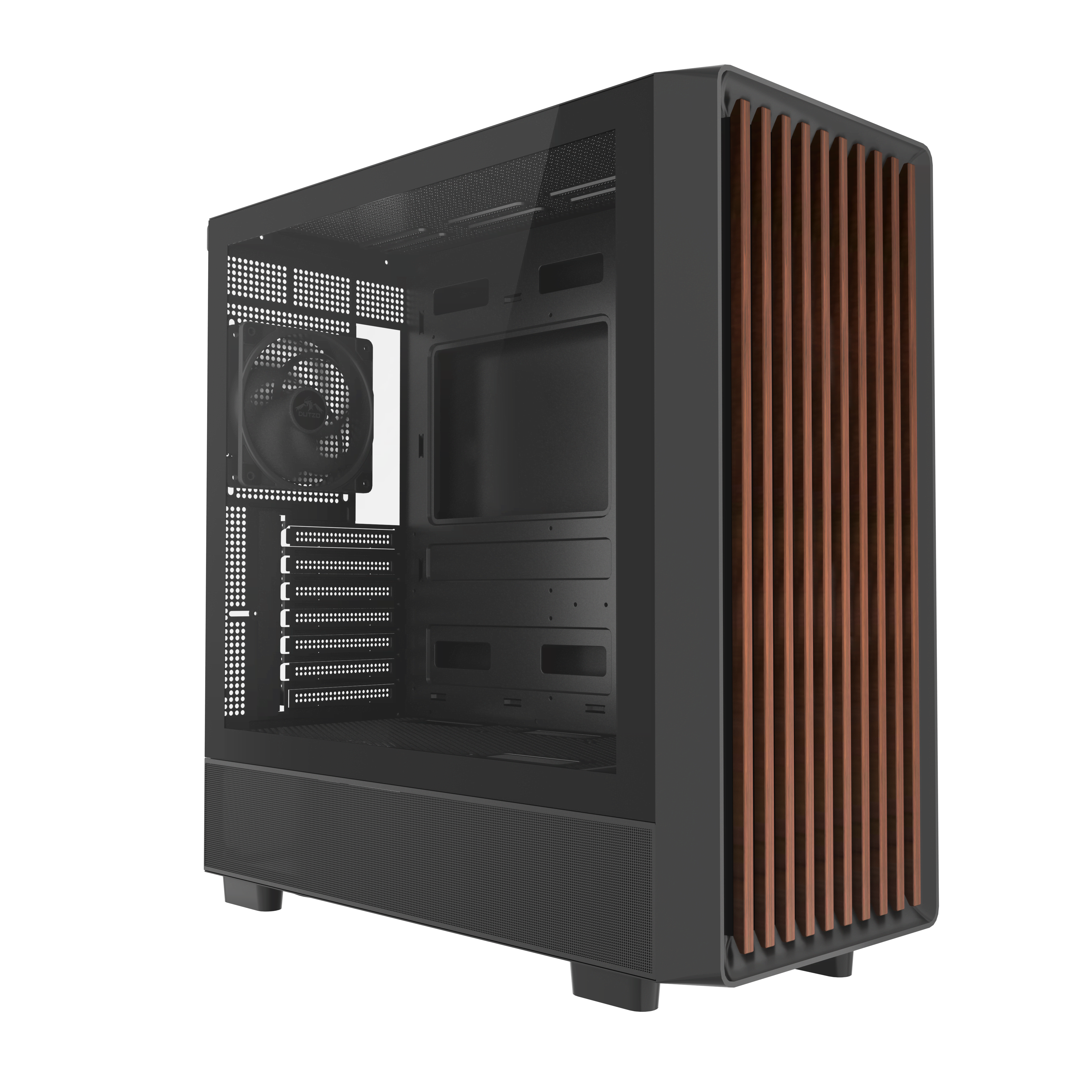 Dutzo C740 Airflow Wood - Gehäuse - Miditower - Schwarz - Gehaeuse