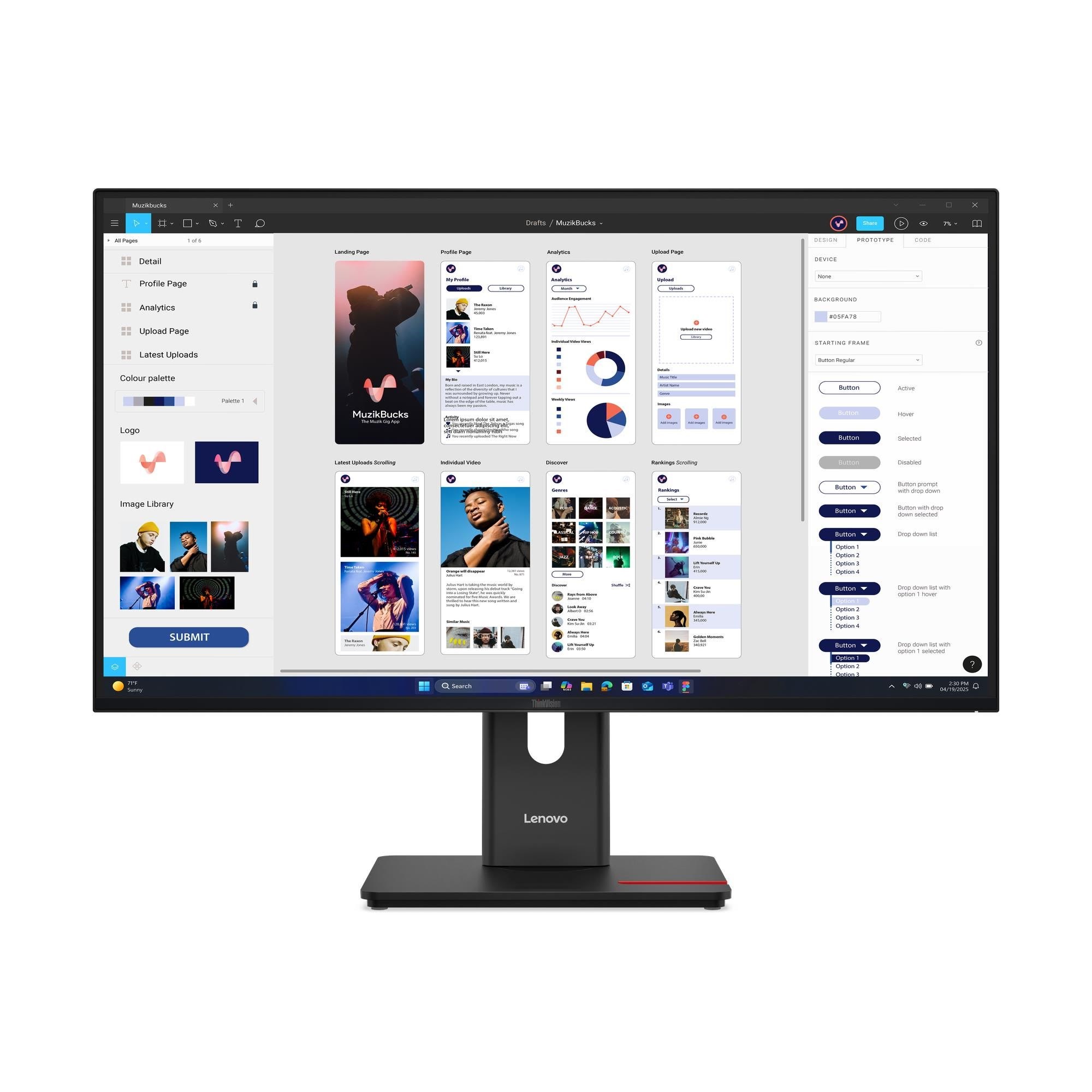 32" Lenovo Thinkvision T32ud-40 - 3840x2160 (4K) - 75hz - Ips - Bildschirm