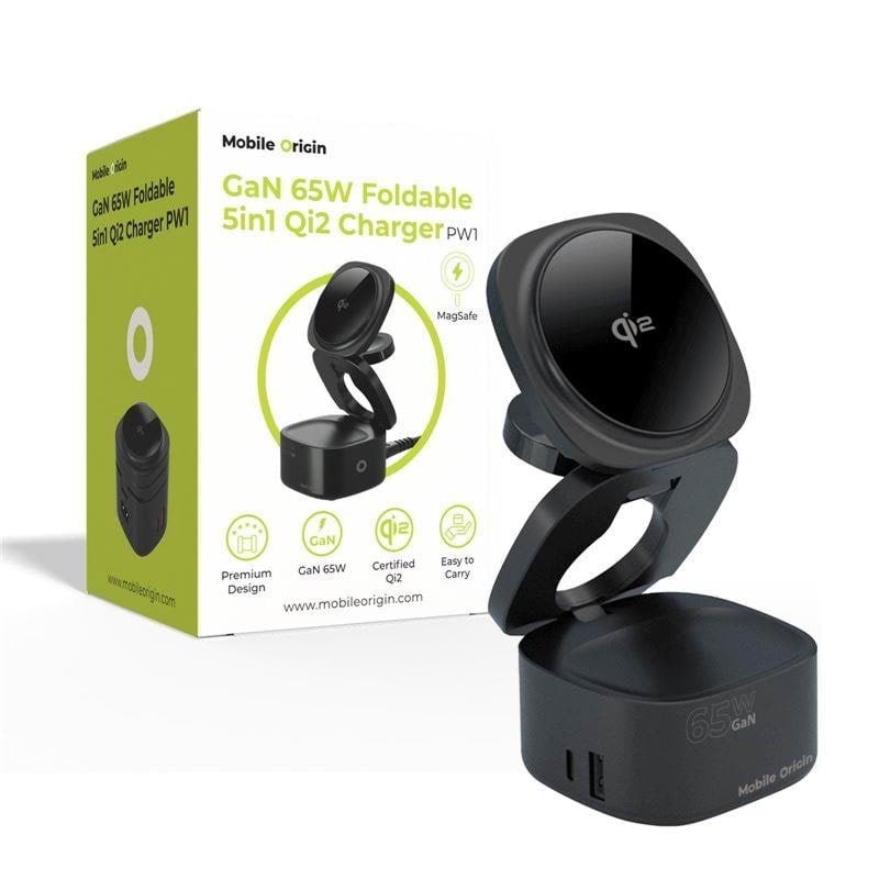 Mobile Origin 65w Gan 5in1 Foldable Qi2 Charger Pw1 - Handys Adapter Und Ladegeraete