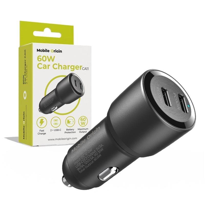 Mobile Origin Car Charger 60w 2 Usb-c - Ca11 - Handys Adapter Und Ladegeraete Mo-cch60w-ca11
