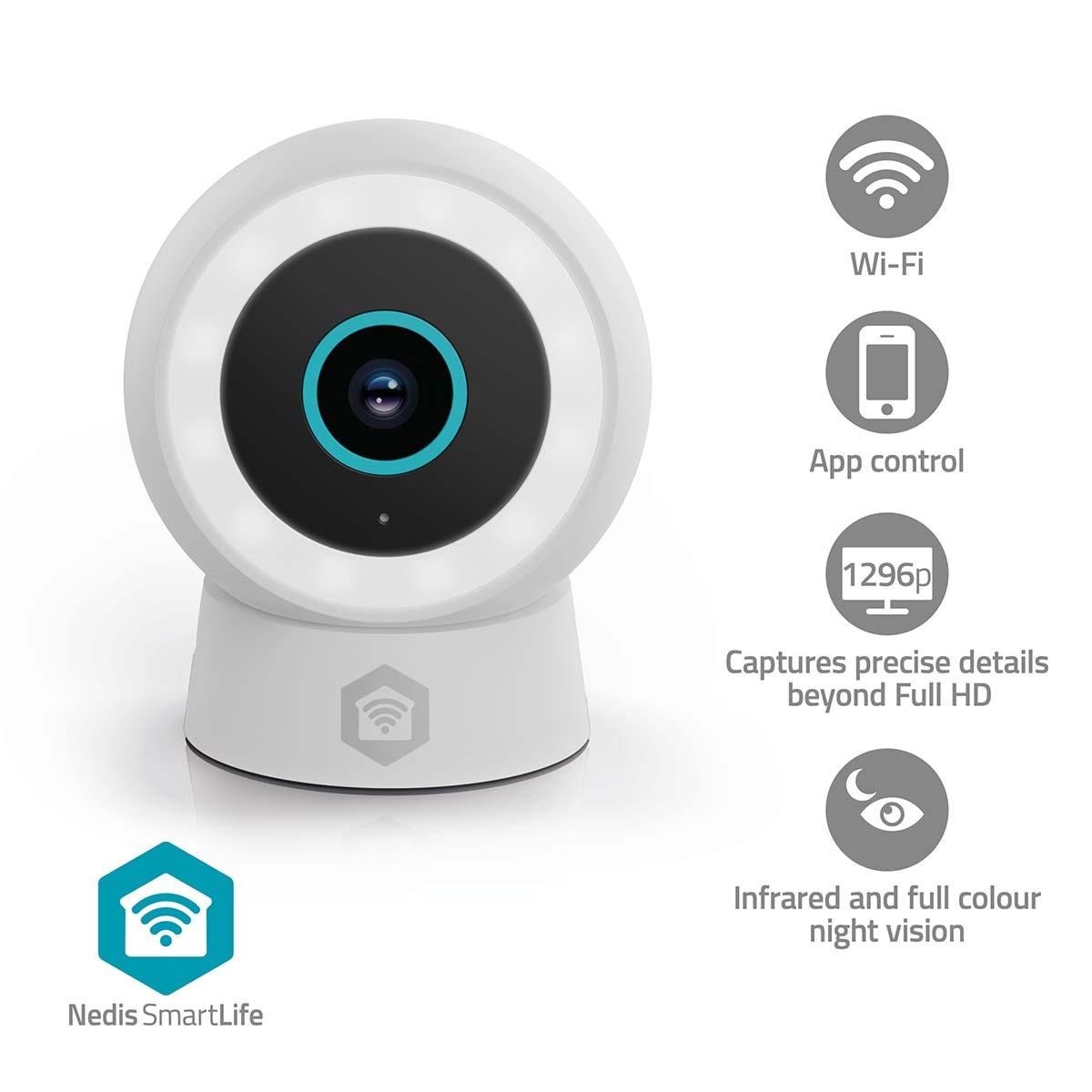 Nedis Smartlife Outdoor Camera Wi-fi Spotlight 3mp Full HD 1296p Ip65 Cloud Storage (Option) / Microsd (Not Included) / Onvif 5 V DC With Motion 
