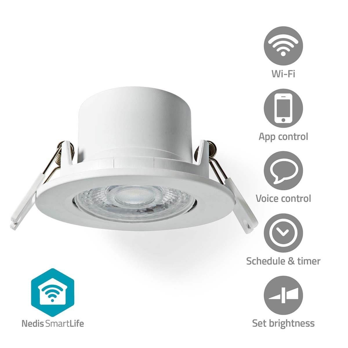 Nedis Smartlife Ceiling Light Wi-fi Warm to Cool White Round Diameter: 52 mm 68 - 74 mm 360 lm 2700 - 6500 K Ip20 Energy Class: F Android / Ios - 