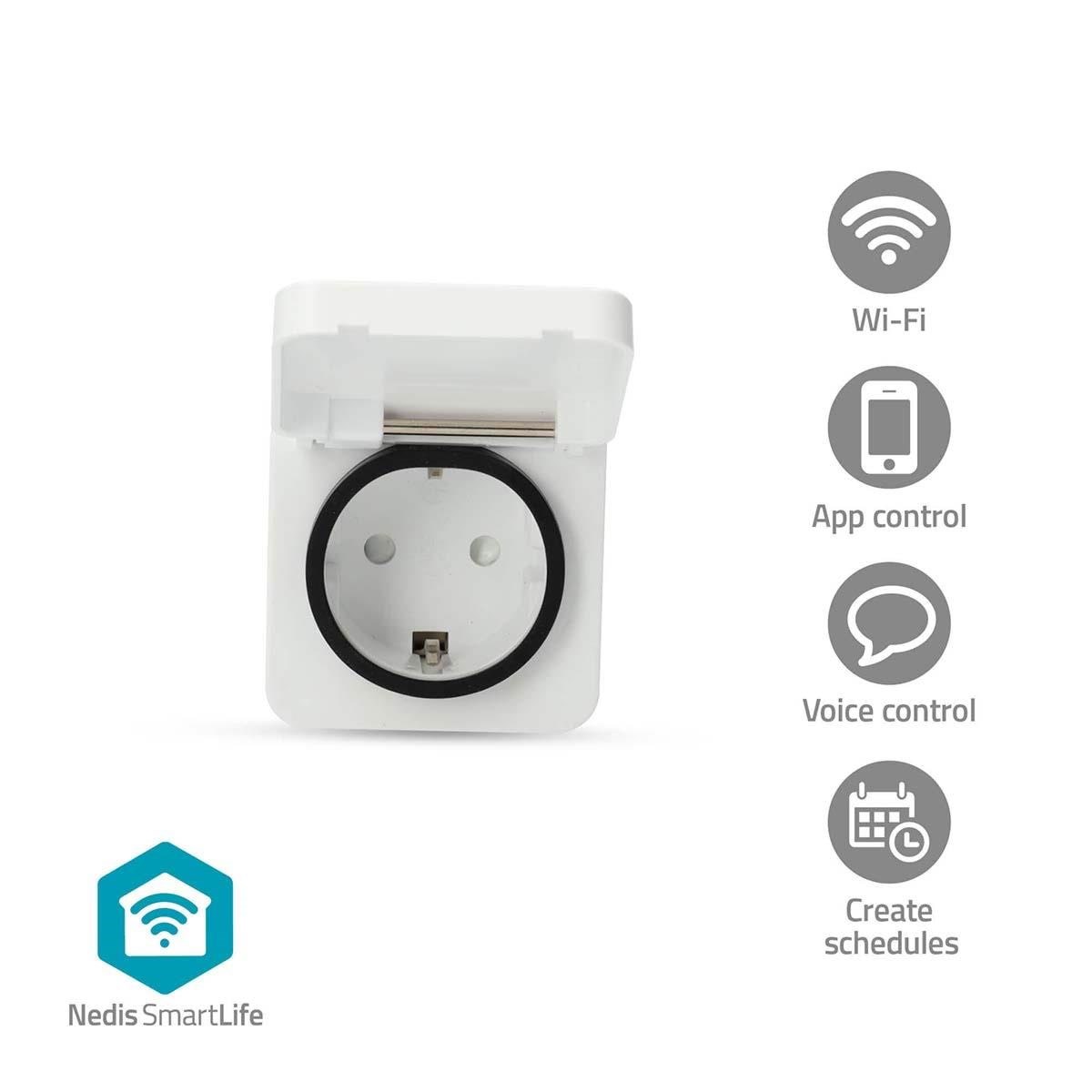 Nedis Smartlife Smart Plug Wi-fi Ip44 3680 W EU Plug -25 - 55 °C Android / Ios Gray / White 1 pc. - Smart Home Wifipo130fwt