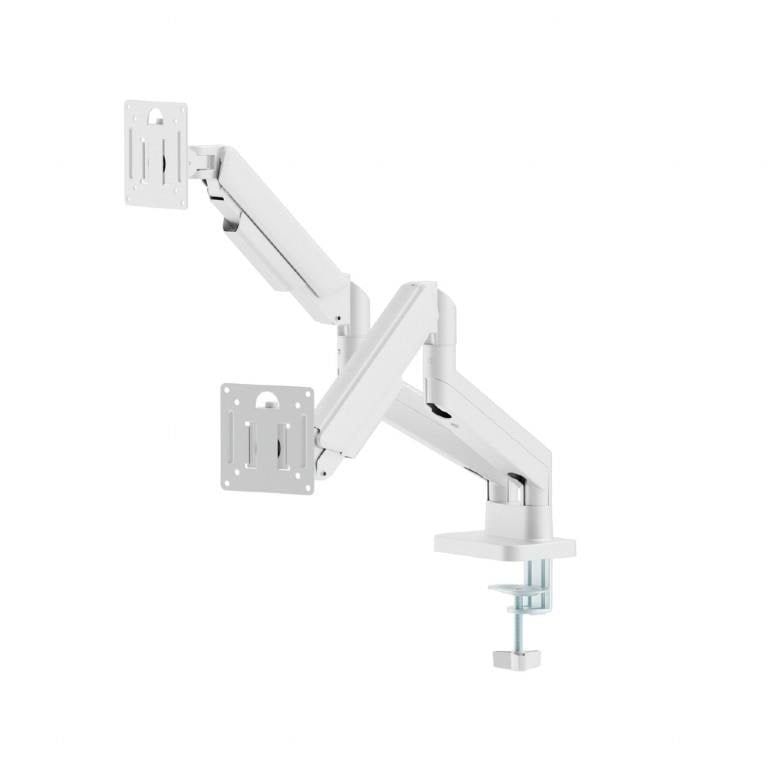 Gembird Desk Mounted Adjustable Double Monitor Arm 17"-32" - Weiß - Monitorhalterung