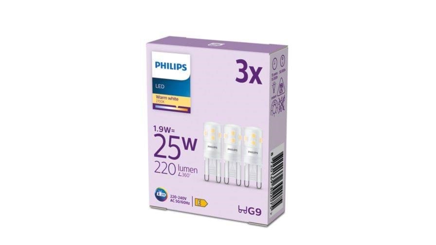 Philips Led-lampe 220lm 1.9w/827 (25w) 3-pack G9 - Led Birnen 929003790593