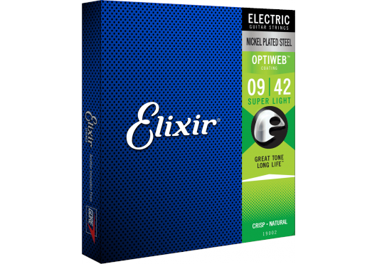 Elixir Strings 19002 - Vernickelter Stahl - E-gitarrensaiten - Optiweb - Super Light (09-42) - Musikinstrumente DJ Ausstattung Cel 19002