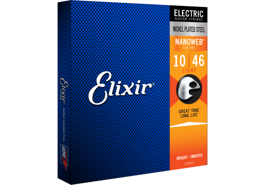 Elixir Strings 12052 - Vernickelter Stahl - E-gitarren-saiten - Nanoweb - Light (10-46) - Musikinstrumente DJ Ausstattung