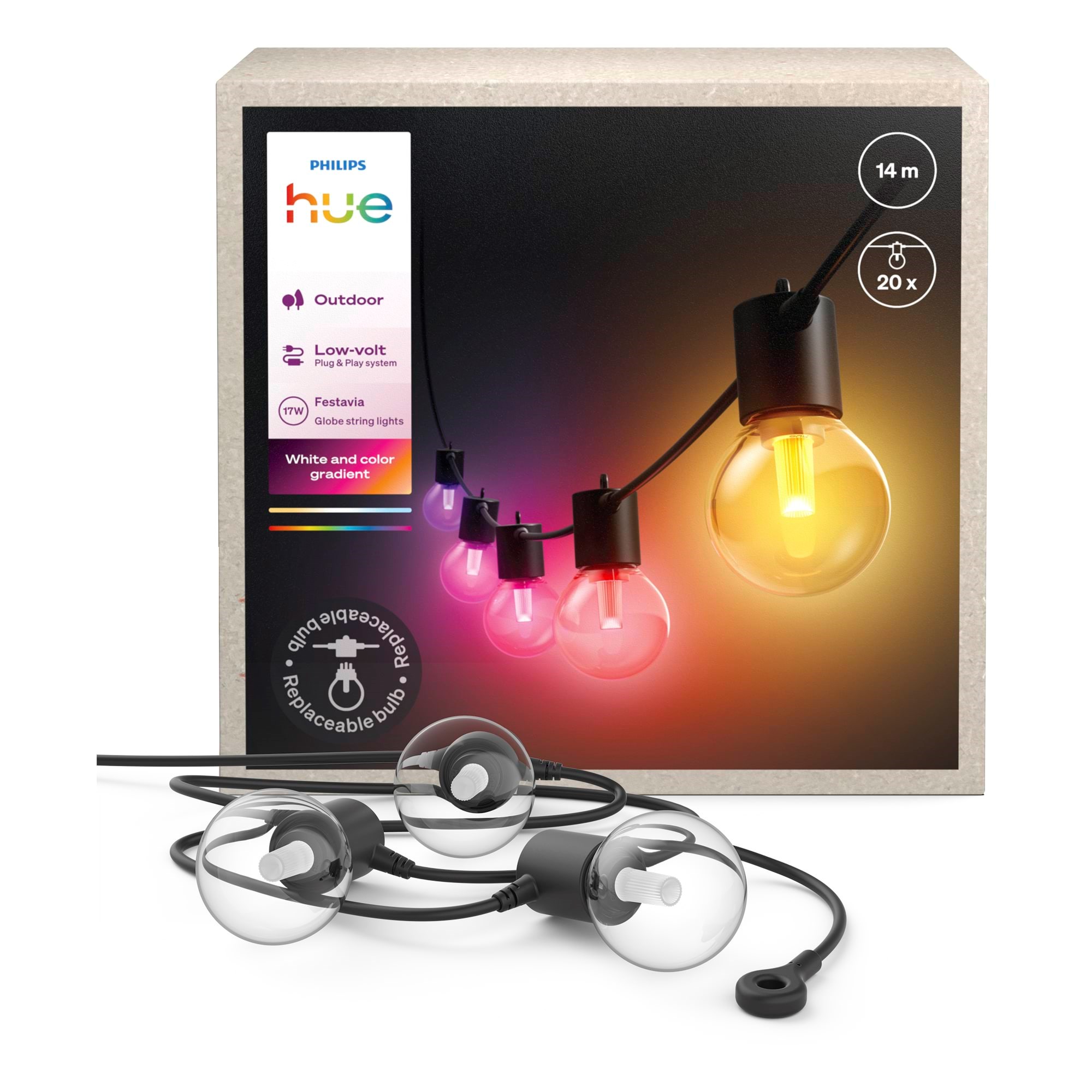 Philips Hue Festavia Globe Outdoor String Lights 14 m - Smart Home 929004581901