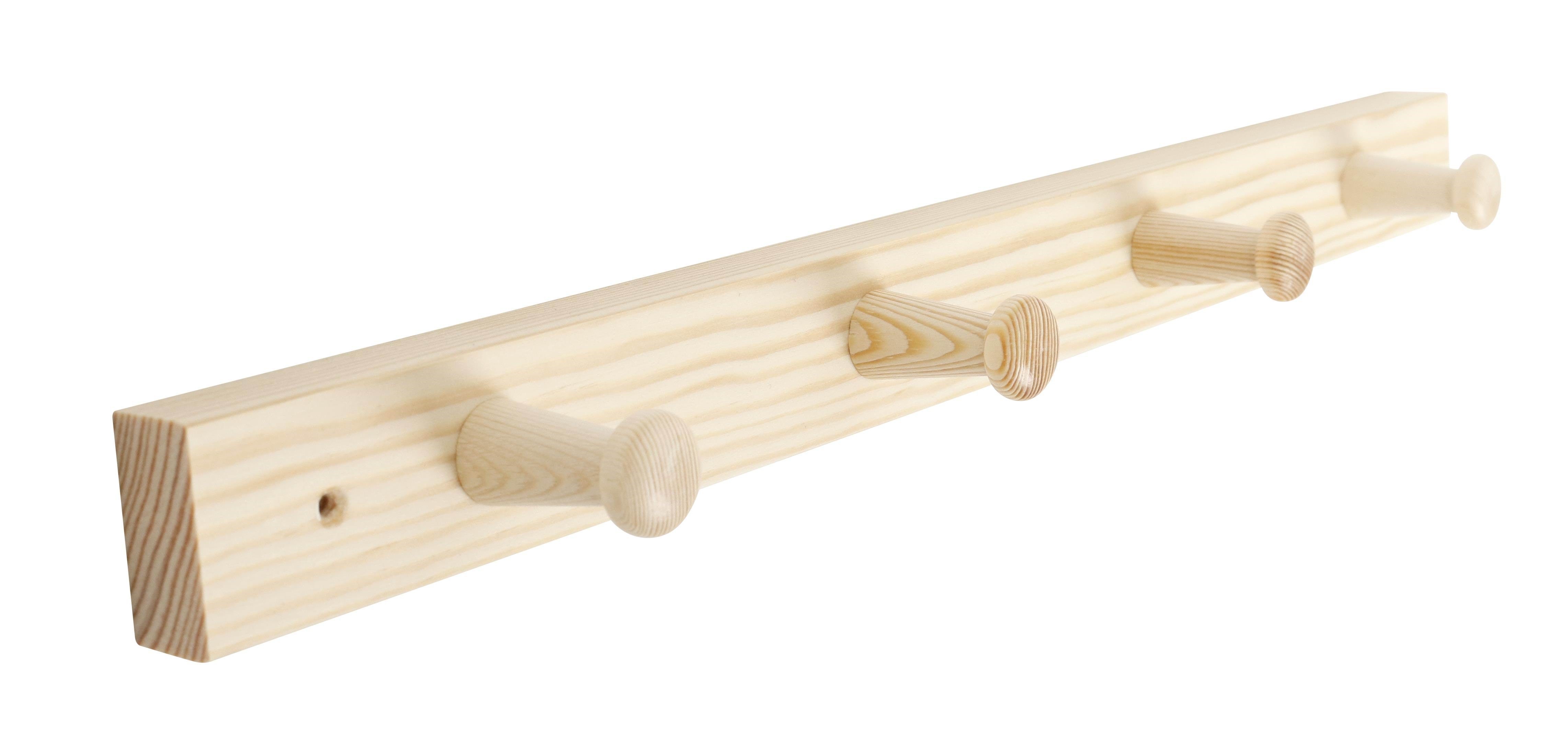 Home>it Coat Rack 4 Hooks Pine Wood Natural Retro - Halterungen Scharniere 12302