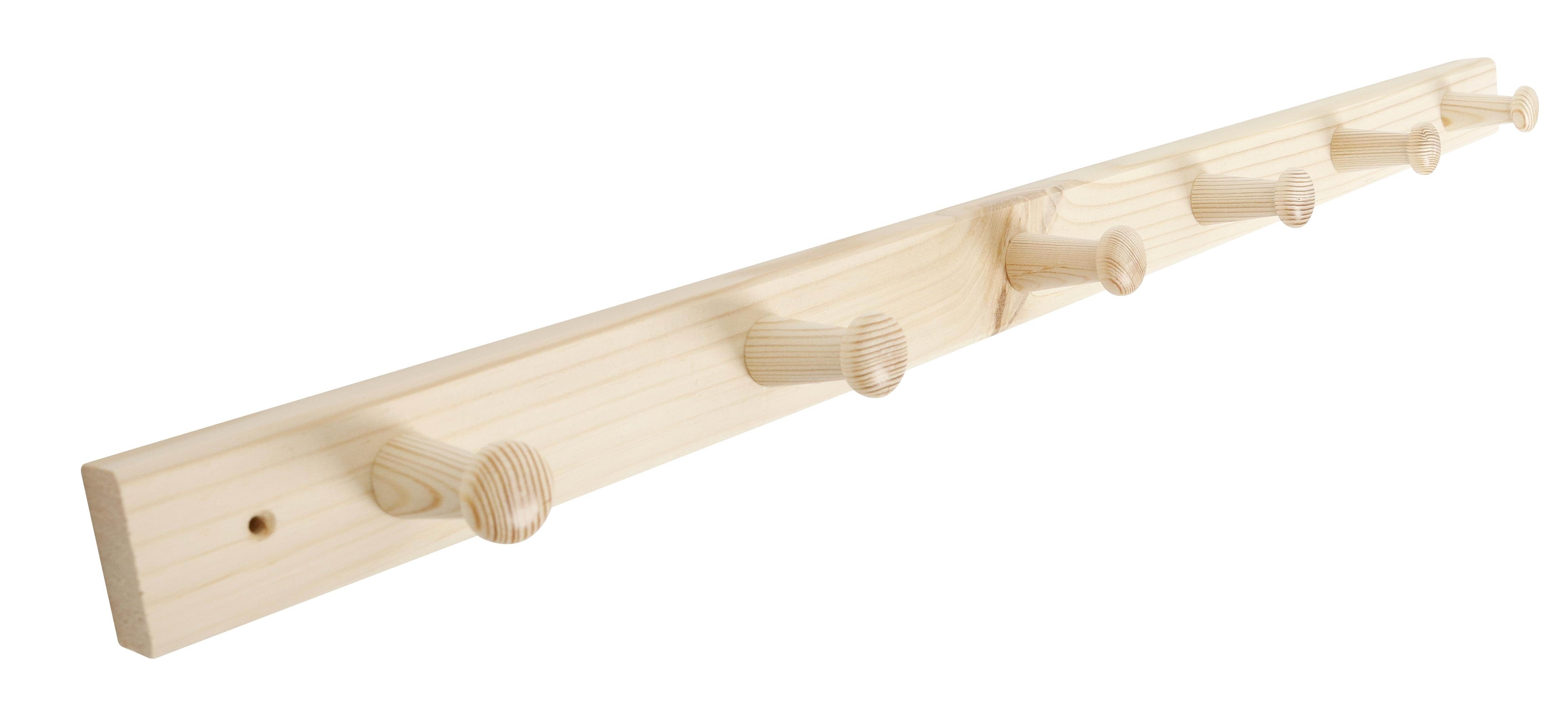 Home>it Coat Rack 6 Hooks Pine Wood Natural Retro - Halterungen Scharniere
