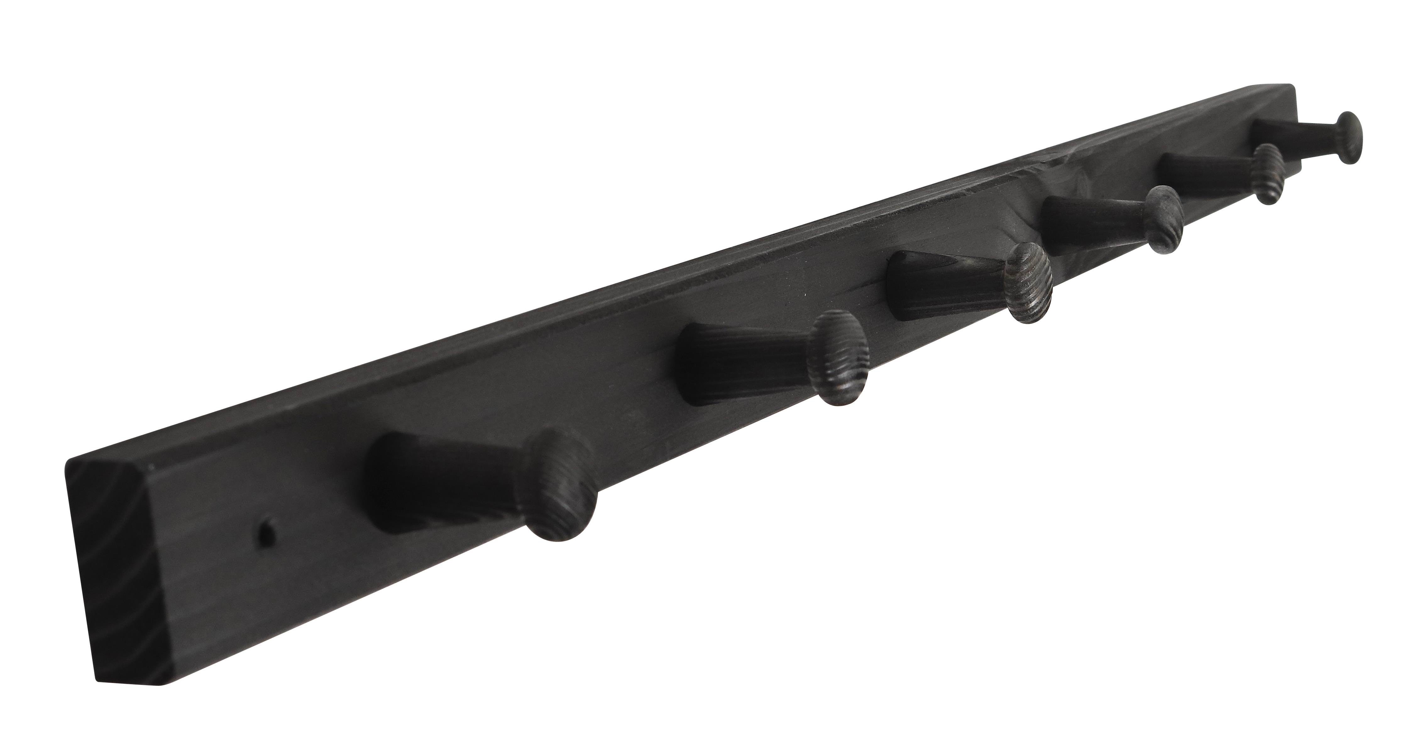 Home>it Coat Rack 6 Hooks Pine Wood Black Retro - Halterungen Scharniere 12305