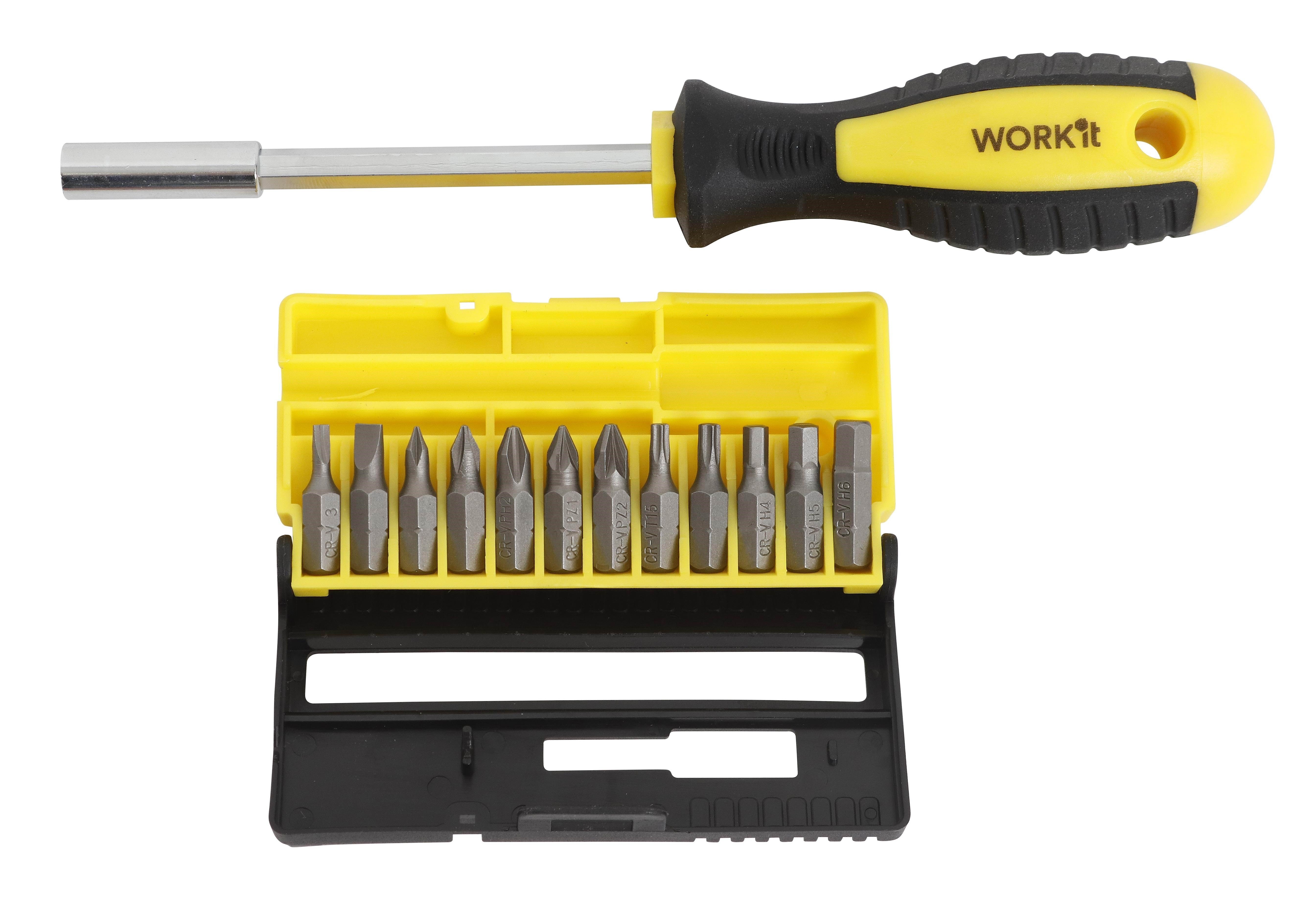 Home>it Screwdriver Handle + 12 x Bits Cr-v Steel - Handwerkzeuge