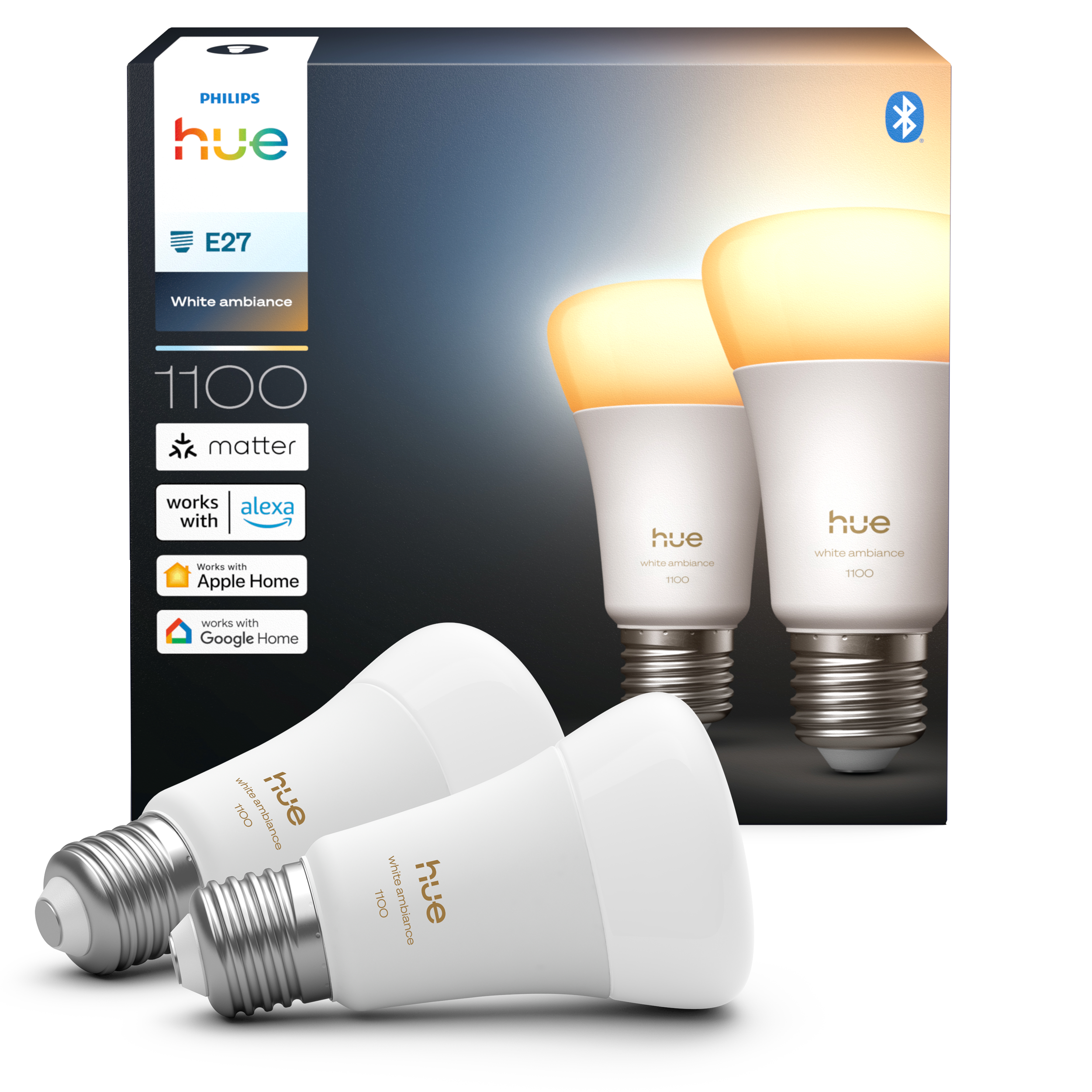Philips Hue A60 - Smarte Lampe E27 - 1100 lm - Doppelpack - Smart Home 929003854902