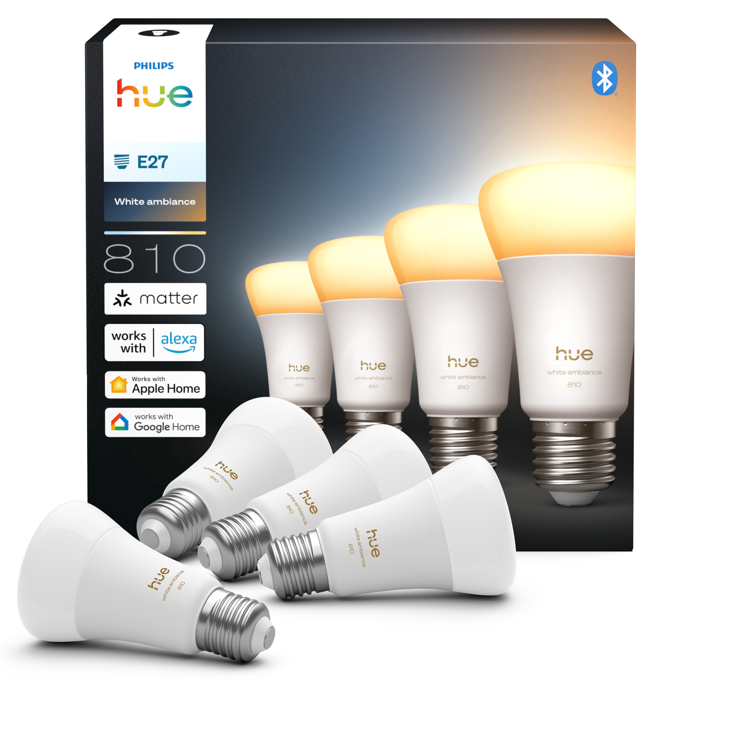 Philips A60 - E27 Smart Bulb - 810 - 4-pack - Smart Home 929003854808