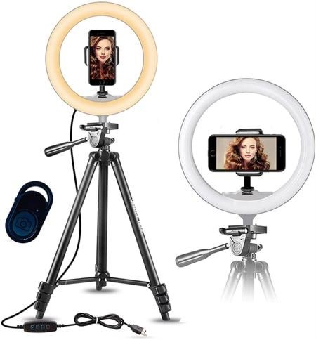 Pro Ringlicht Stativ 10"- 52-167 cm - Bluetooth Fernbedienung - 3000-6500k - Gadget