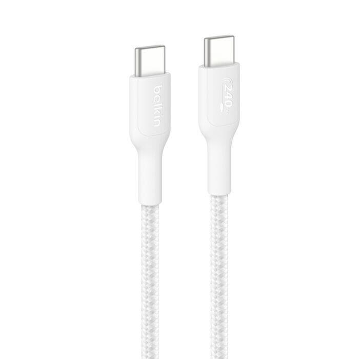 Belkin Usb-c to Usb-c 240w 2.0 - Braided Pcr - 3m - White - Usb Kabel Weiß Cab025hq3mwh