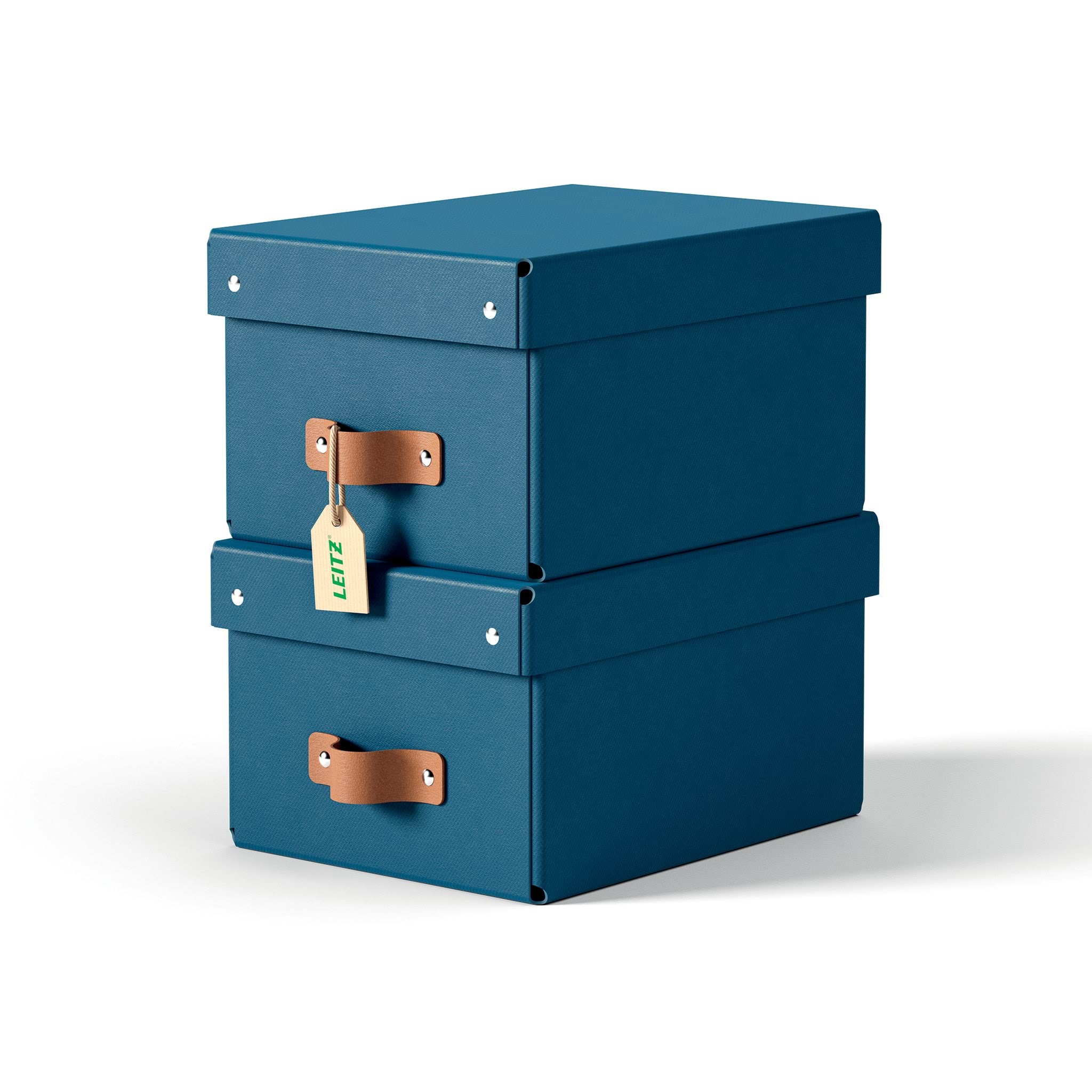 Leitz Puro Aufbewahrungsbox Mit Deckel, Klein, 7L, 100% Recyclingkarton, 2er-pack, Dunkelblau - Archivierung Und Aufbewahrung