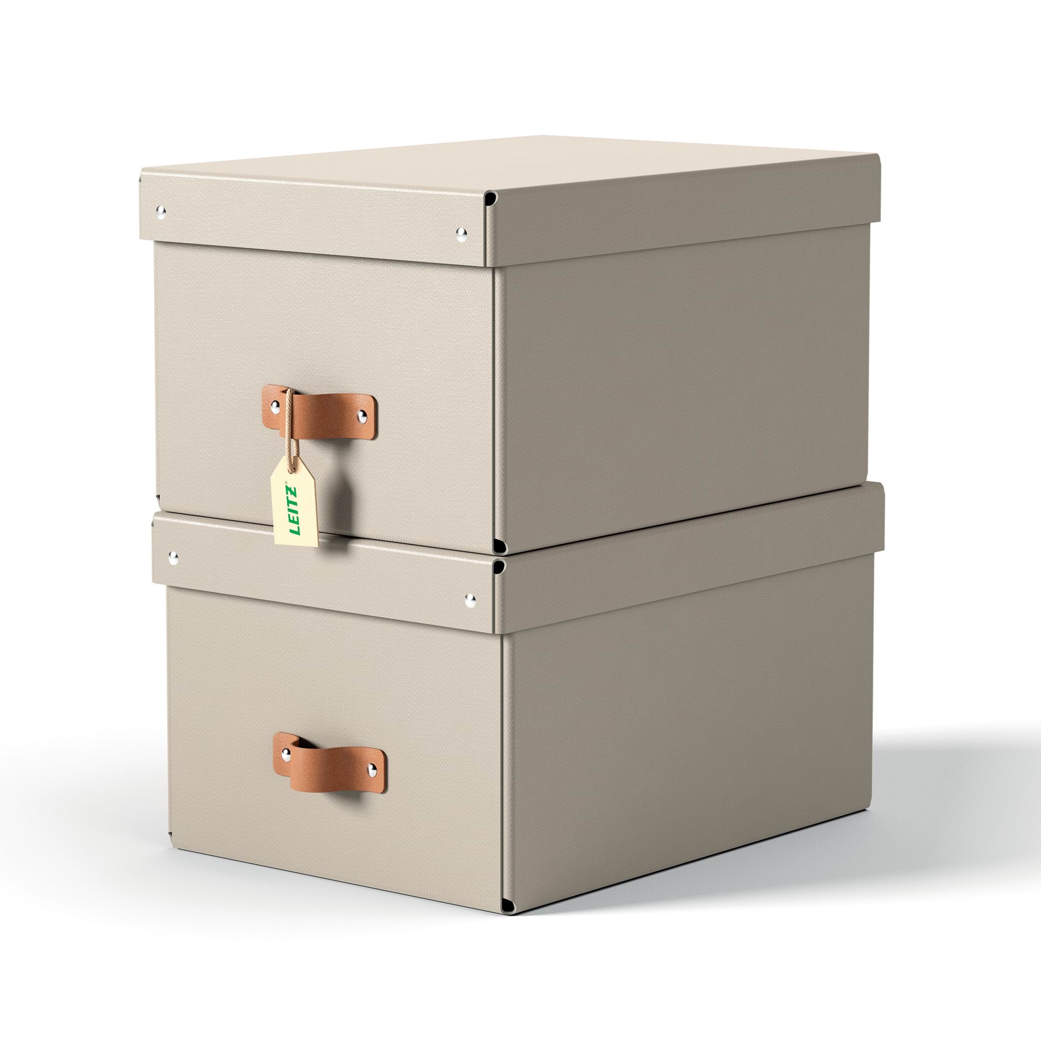 Leitz Puro Aufbewahrungsbox Mit Deckel, Mittel, 17l, 100% Recycelter Karton, 2er-pack, Beige - Archivierung Und Aufbewahrung
