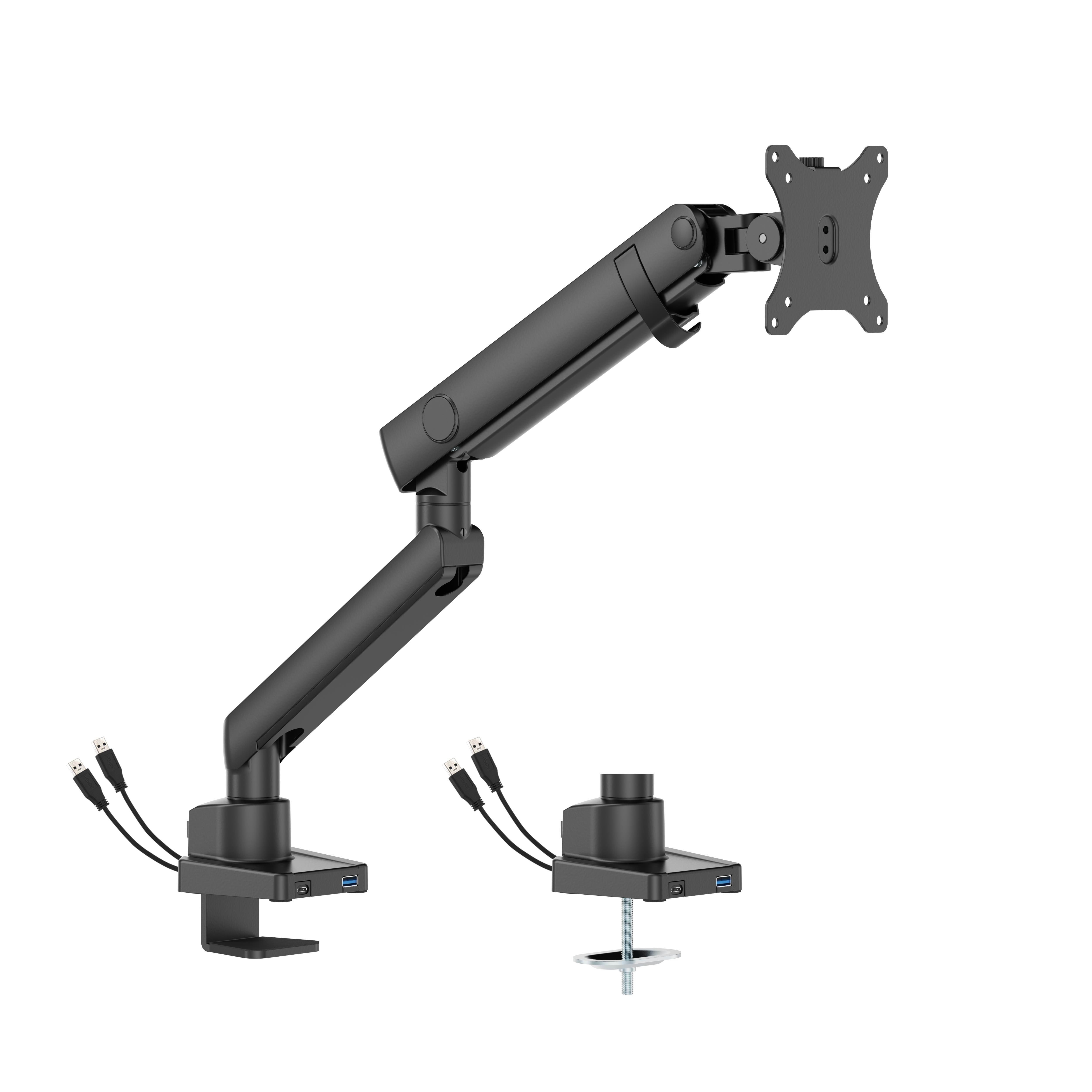 Dutzo Monitorarm Für 1 Monitor (17"-40") - Pro+ Version Mit 1 x Usb-a & 1 x Usb C Port (Grau / Schwarz) - Monitorhalterung