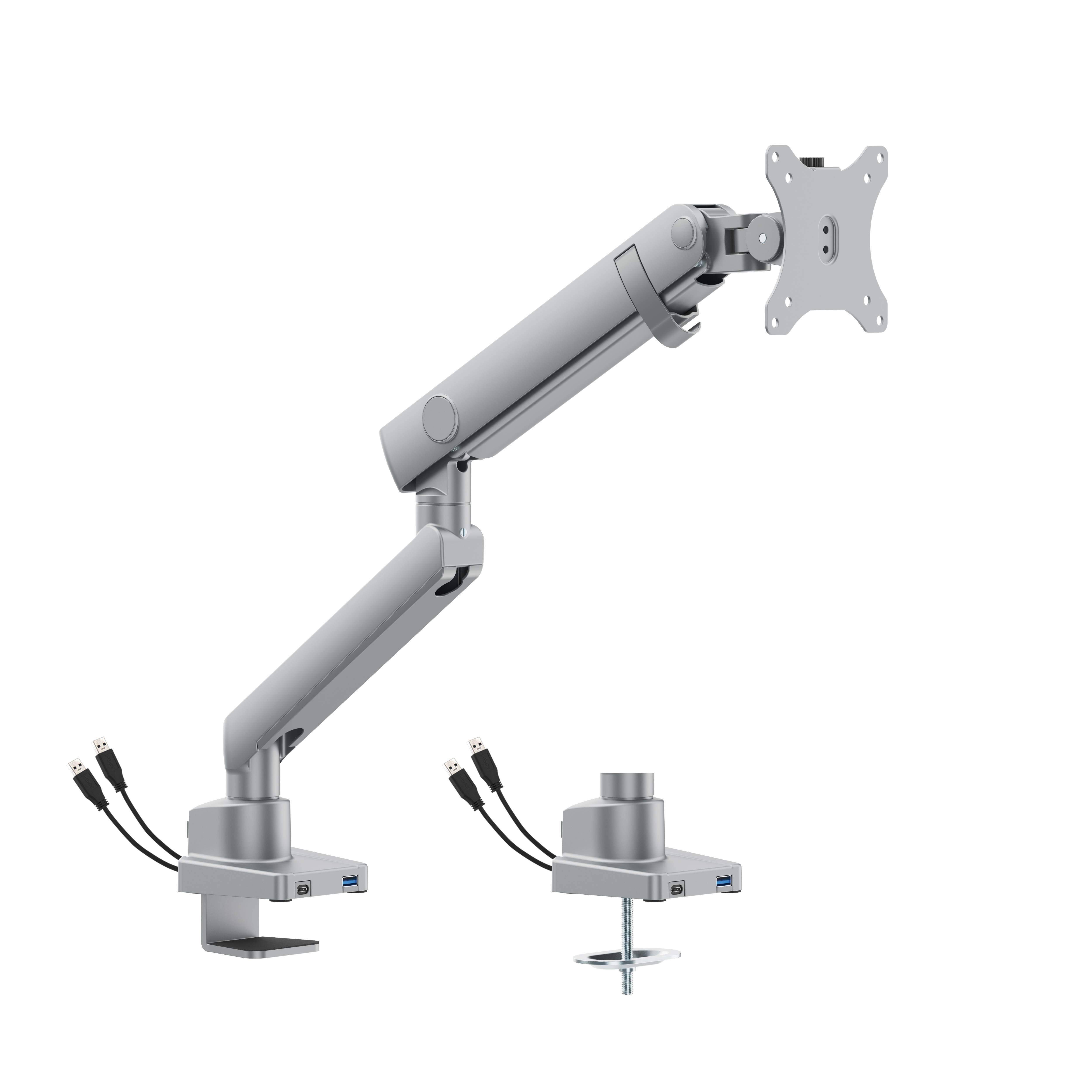 Dutzo Monitorarm Für 1 Monitor (17"-40") - Pro+ Version Mit 1 x Usb-a & 1 x Usb C Port (Weiß) - Monitorhalterung Mmaproup-1w