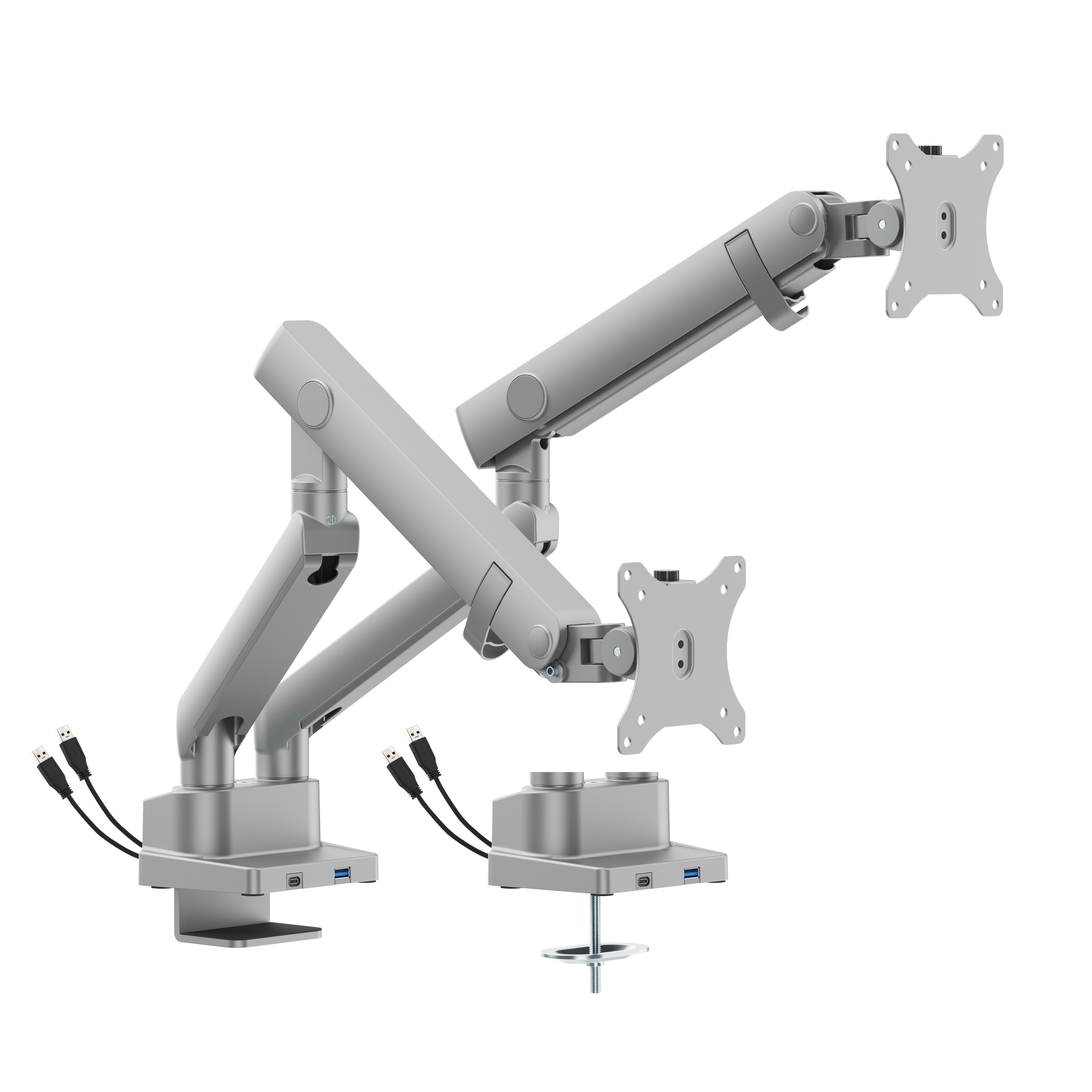 Dutzo Monitorarm Für 2 Monitore (17"-35") - Pro+ Version Mit 1 x Usb-a & 1 x Usb C Port (Weiß) - Monitorhalterung Mmaproup-2w