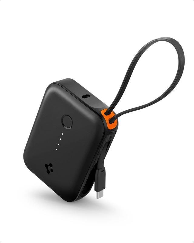Spigen Essential 10000 Mah 30w Power Bank (Built in Cable) - Black - 10000 Mah - Powerbank Akku