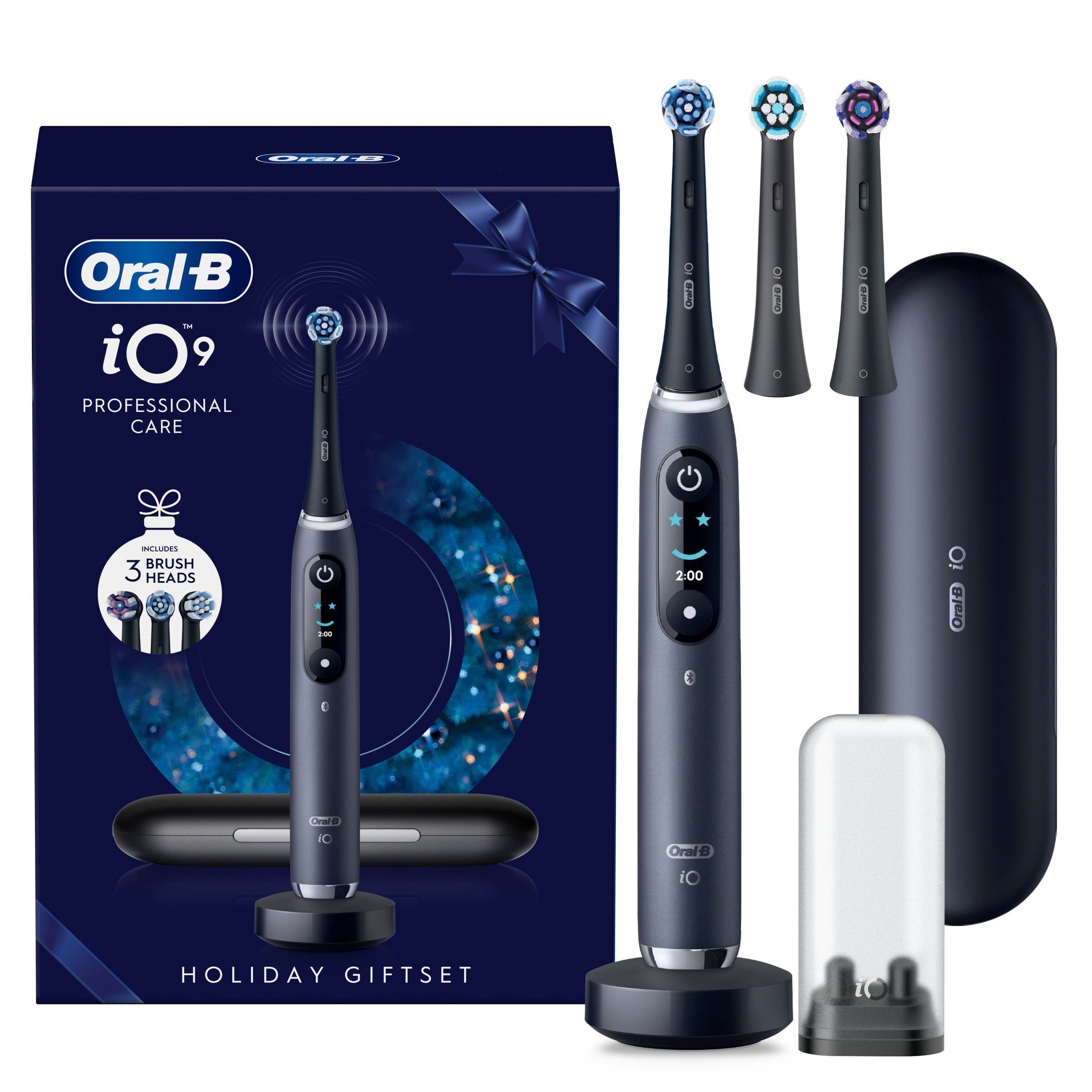 Oral-b Zahnbürste Io9 Black Gift Pack Incl. Charging Travel Case + 2 Extra Brush Heads - Elektrische Zahnbuersten 8006530069199
