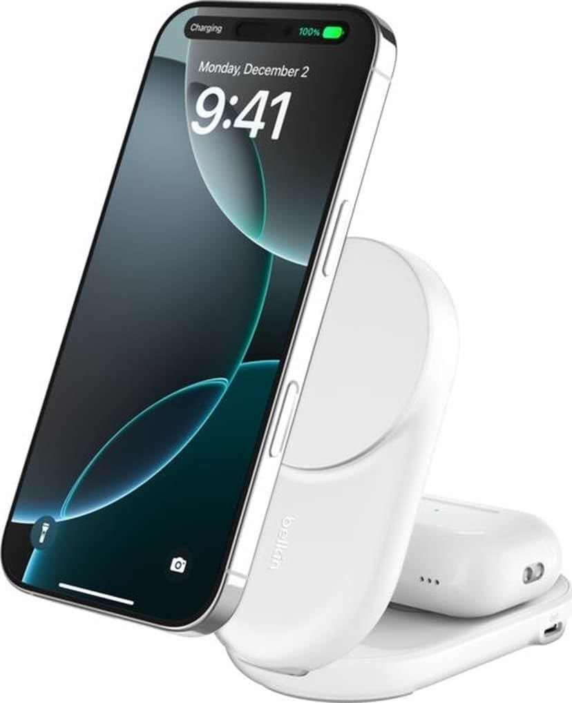 Belkin Ultracharge 25w Qi2 2in1 Magnetic Charger Plus Usb-c - White - Handys Adapter Und Ladegeraete