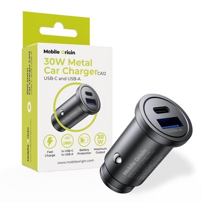 Mobile Origin Metal Car Charger 30w - Ca12 - Usb-c - Usb-a - Handys Adapter Und Ladegeraete Mo-mcch30w-ca12
