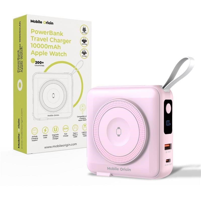 Mobile Origin Powerbank & Travel Charger - Lightning/usb-c Cable - Magsafe/aw/iphone Compatible - Pink - 10000 Mah - Powerbank Akku Pbt-03l-pnk
