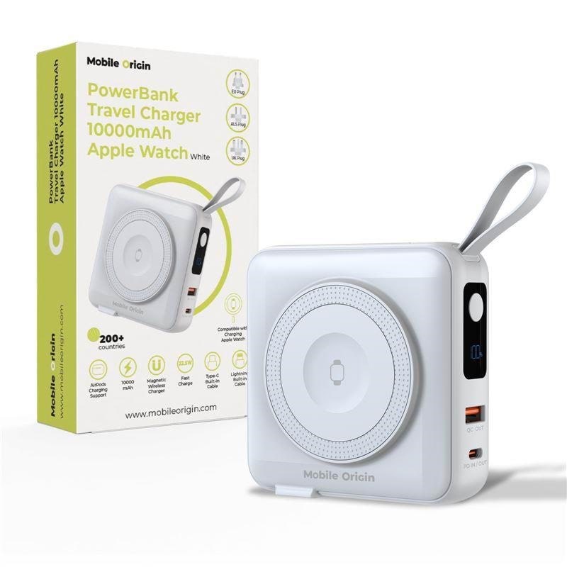 Mobile Origin Powerbank & Travel Charger - Lightning/usb-c Cable - Magsafe/aw/iphone Compatible - White - 10000 Mah - Powerbank Akku