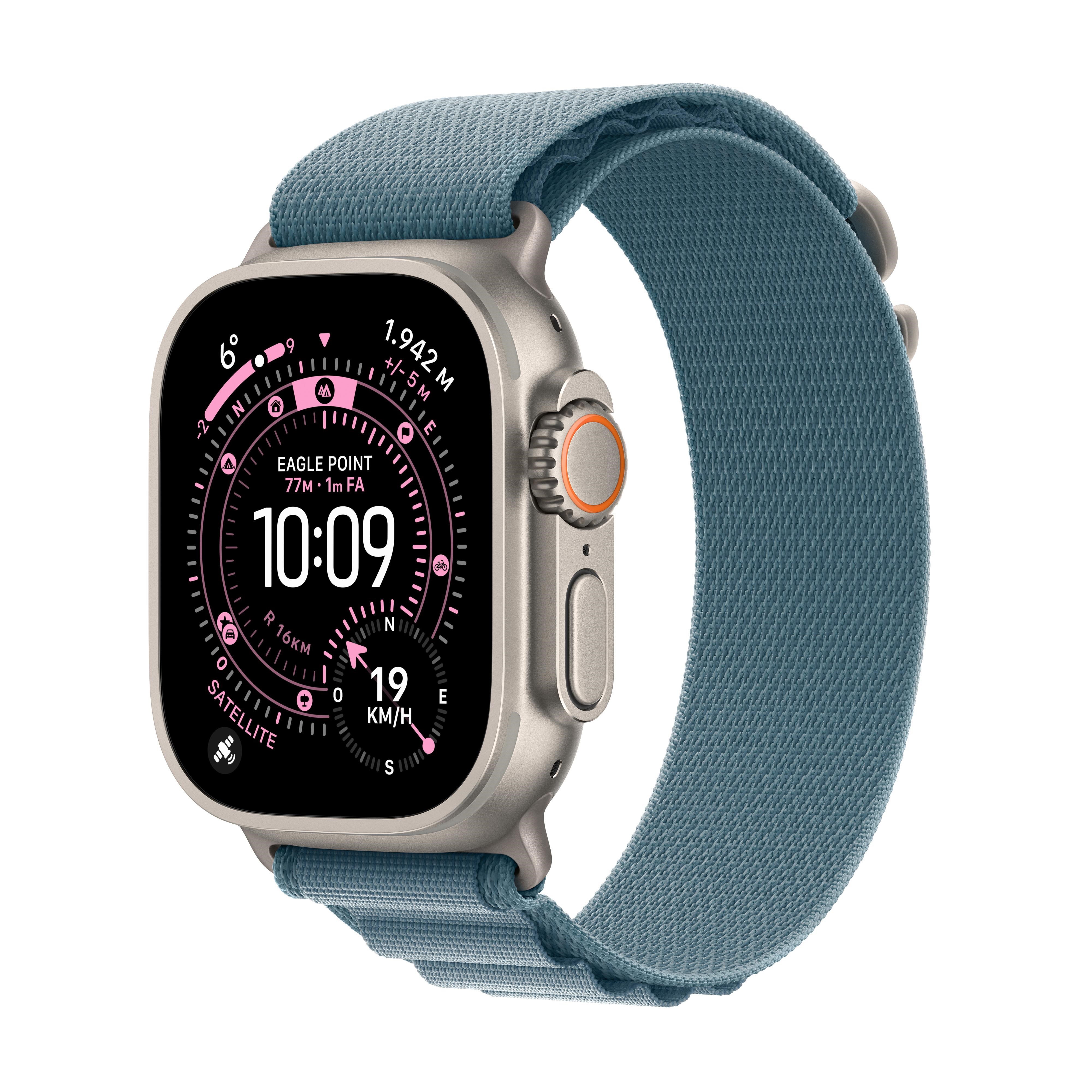 Apple Watch Ultra 3 Gps + Cellular 49mm Natural Titanium Case With Light Blue Alpine Loop - Medium - Smartwatches Pulsuhren Sportuhren Schrittzaehler 