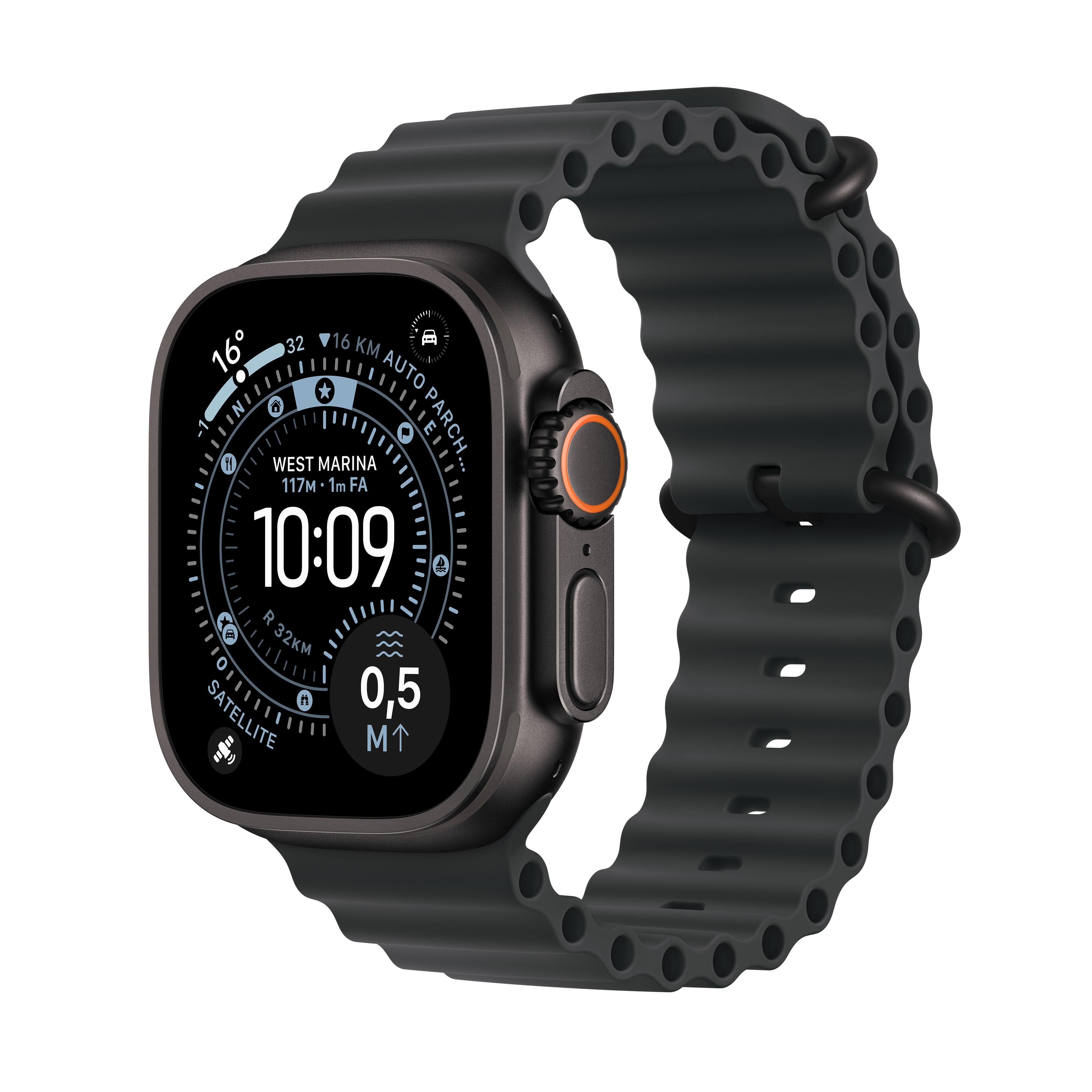 Apple Watch Ultra 3 Gps + Cellular 49mm Black Titanium Case With Black Ocean Band - Smartwatches Pulsuhren Sportuhren Schrittzaehler Mf0j4dh/a