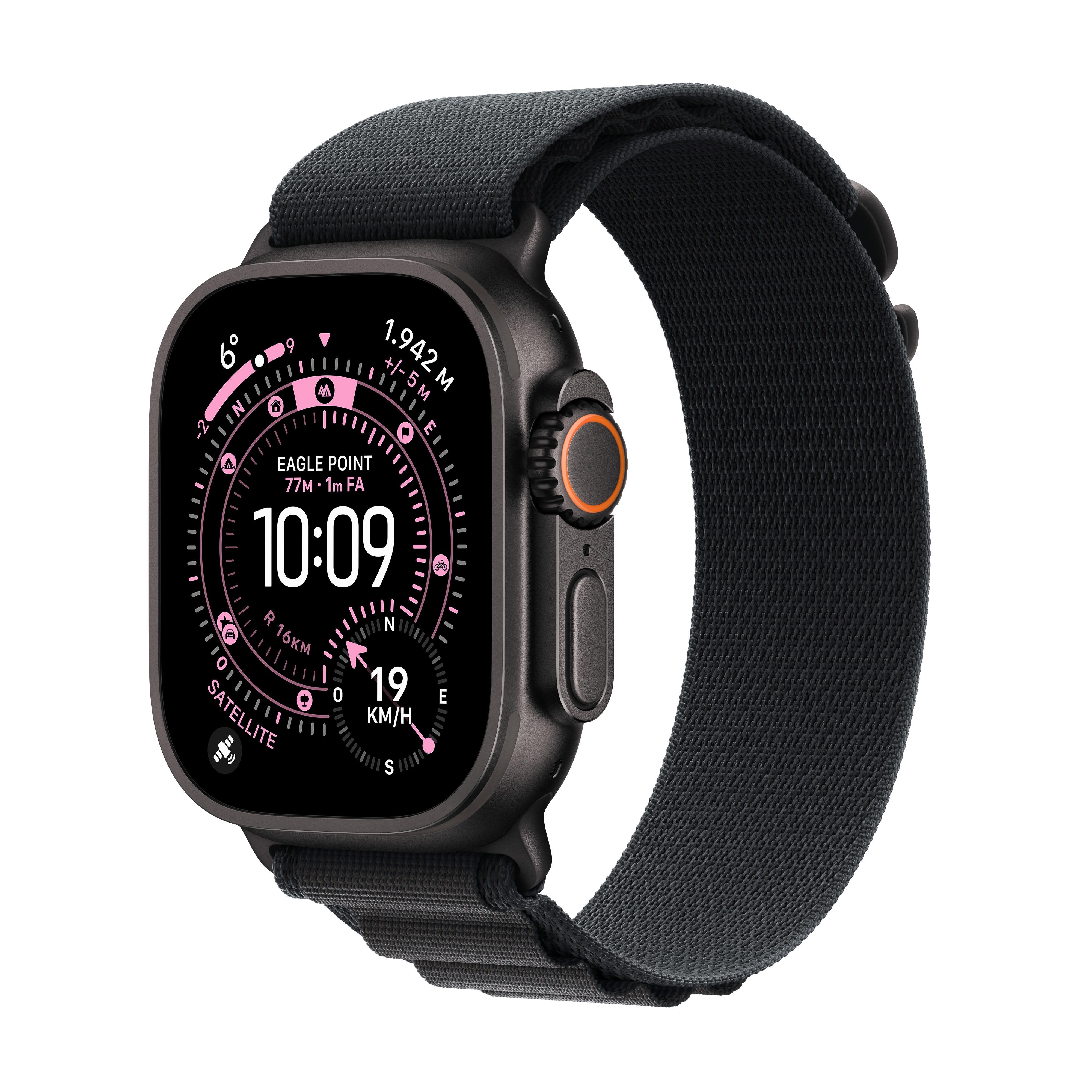 Apple Watch Ultra 3 Gps + Cellular 49mm Black Titanium Case With Black Alpine Loop - Medium - Smartwatches Pulsuhren Sportuhren Schrittzaehler