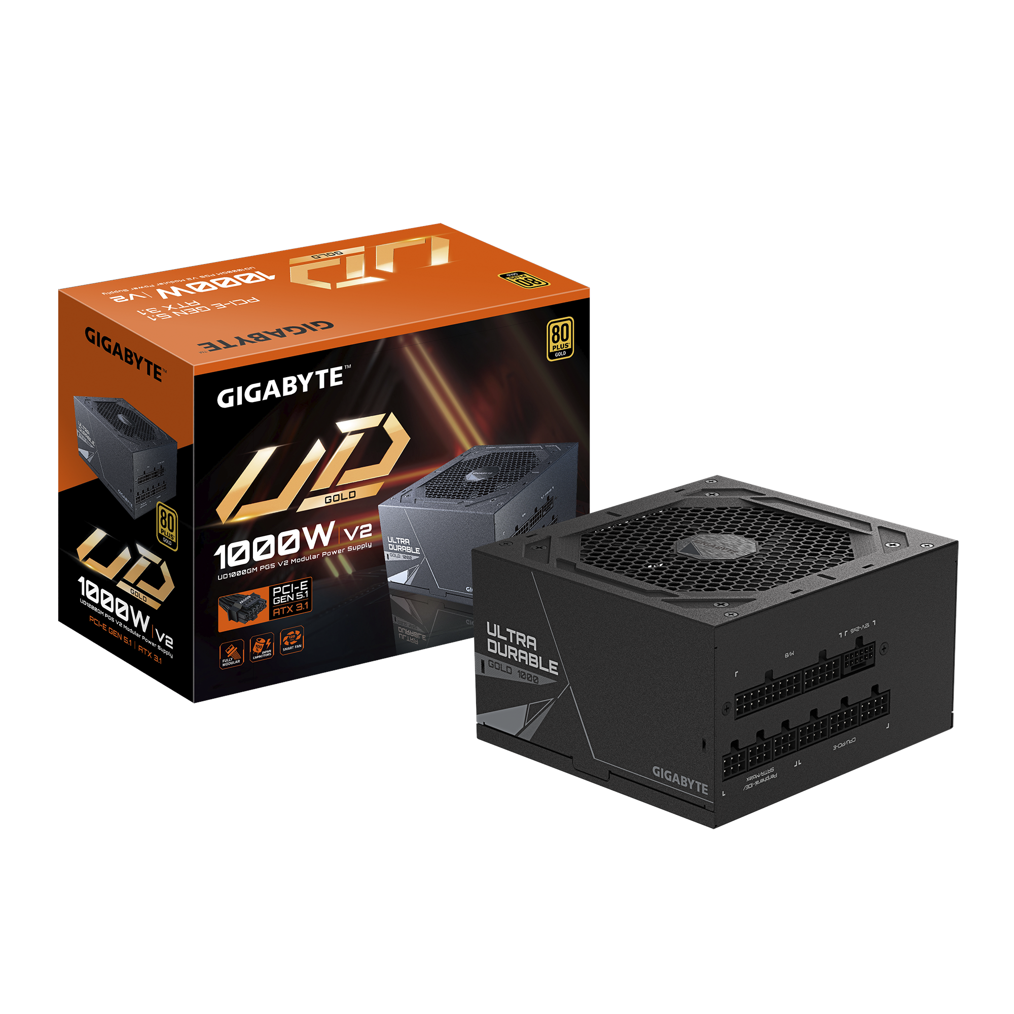 Gigabyte Ud1000gm Pg5 V2 Netzteile - 1000 Watt - 120 mm - Atx 3.1 - 80 Plus Gold Zertifiziert Schwarz Gp-ud1000gm Pg5 V2