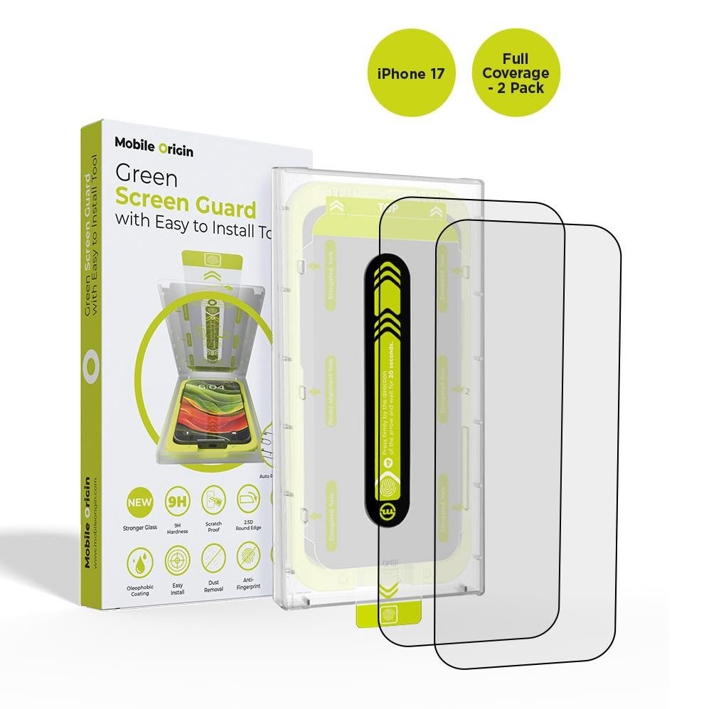 Mobile Origin Screen Guard With Easy Applicator - Full Coverage - 2 Pack - Iphone 17 - Handys Schutzfolie