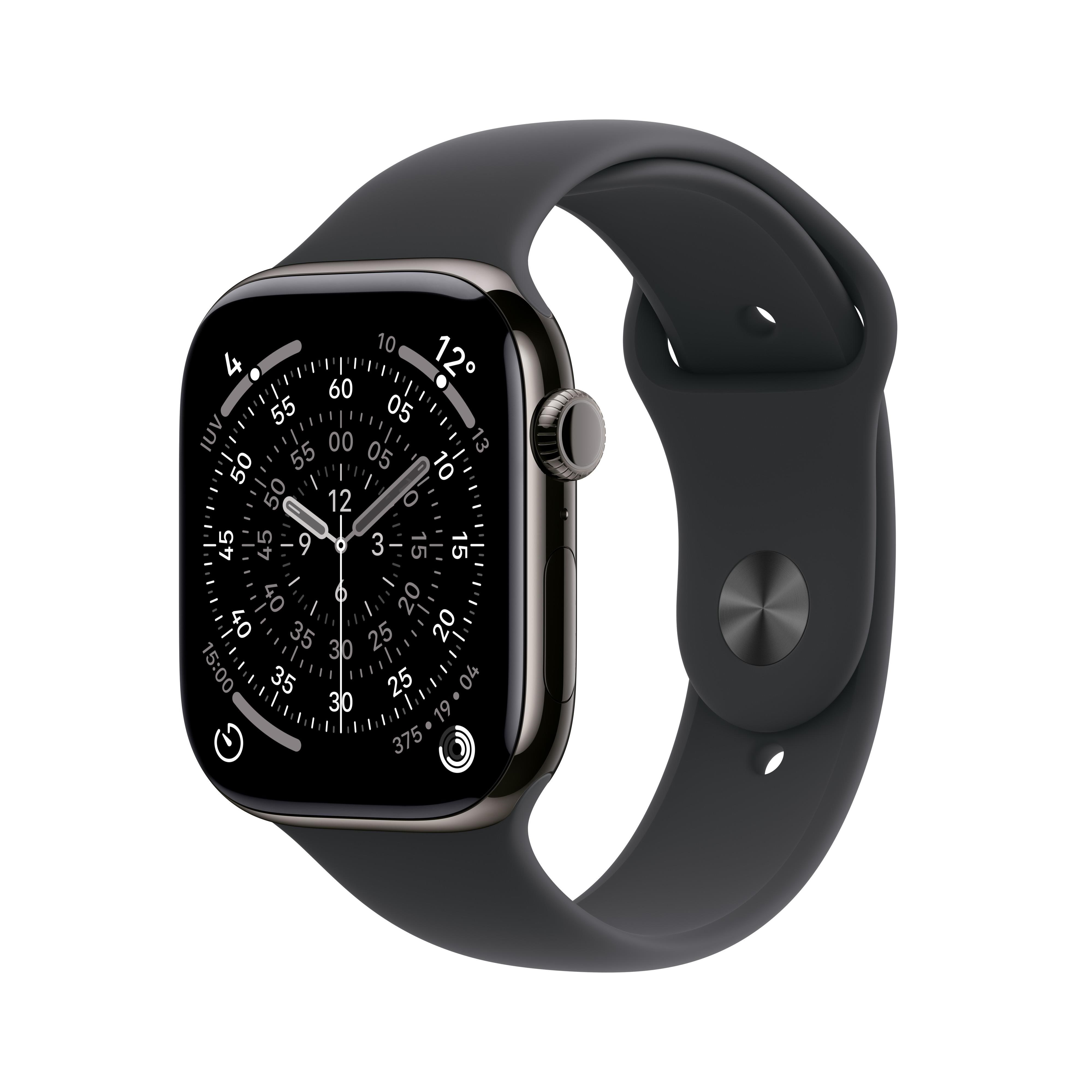 Apple Watch Series 11 Gps + Cellular 42mm Slate Titanium Case With Black Sport Band - M/l - Smartwatches Pulsuhren Sportuhren Schrittzaehler Mf8t4qn/a