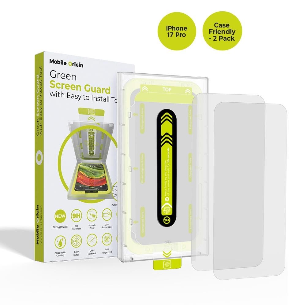 Mobile Origin Screen Guard With Easy Applicator - Case Friendly 2 Pack - Iphone 17 Pro - Handys Schutzfolie