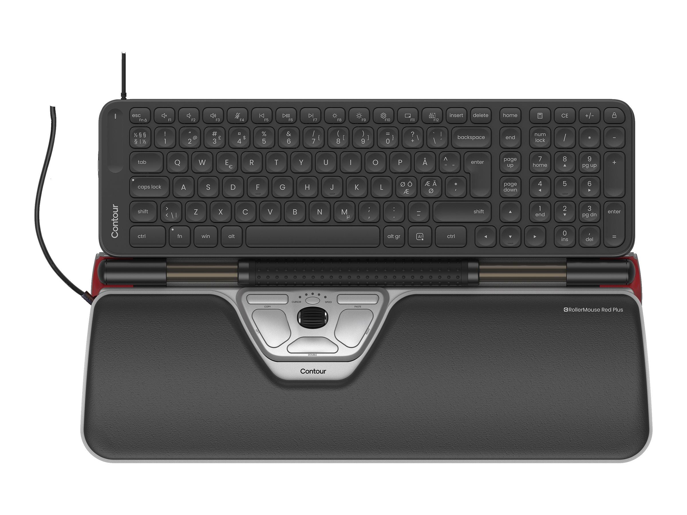 Contour Rollermouse Red Plus & Balance Mid-size Keyboard Combo Wired PN Layout - Tastatur & Maus Set - Nordic Iso - Tastaturen