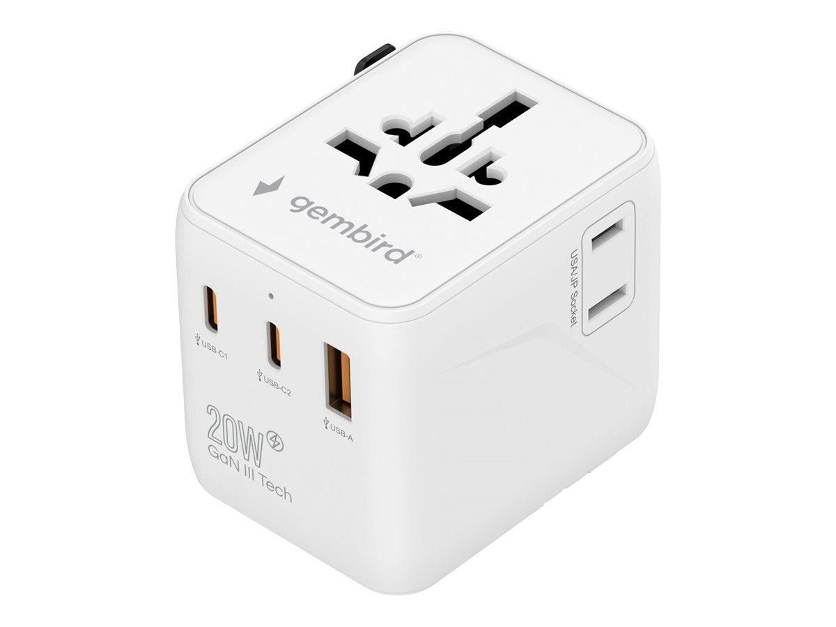 Gembird Universal Travel Power Adapter - 20w - Stromkabel Extern Weiß Tpa-1a2c20-01-w