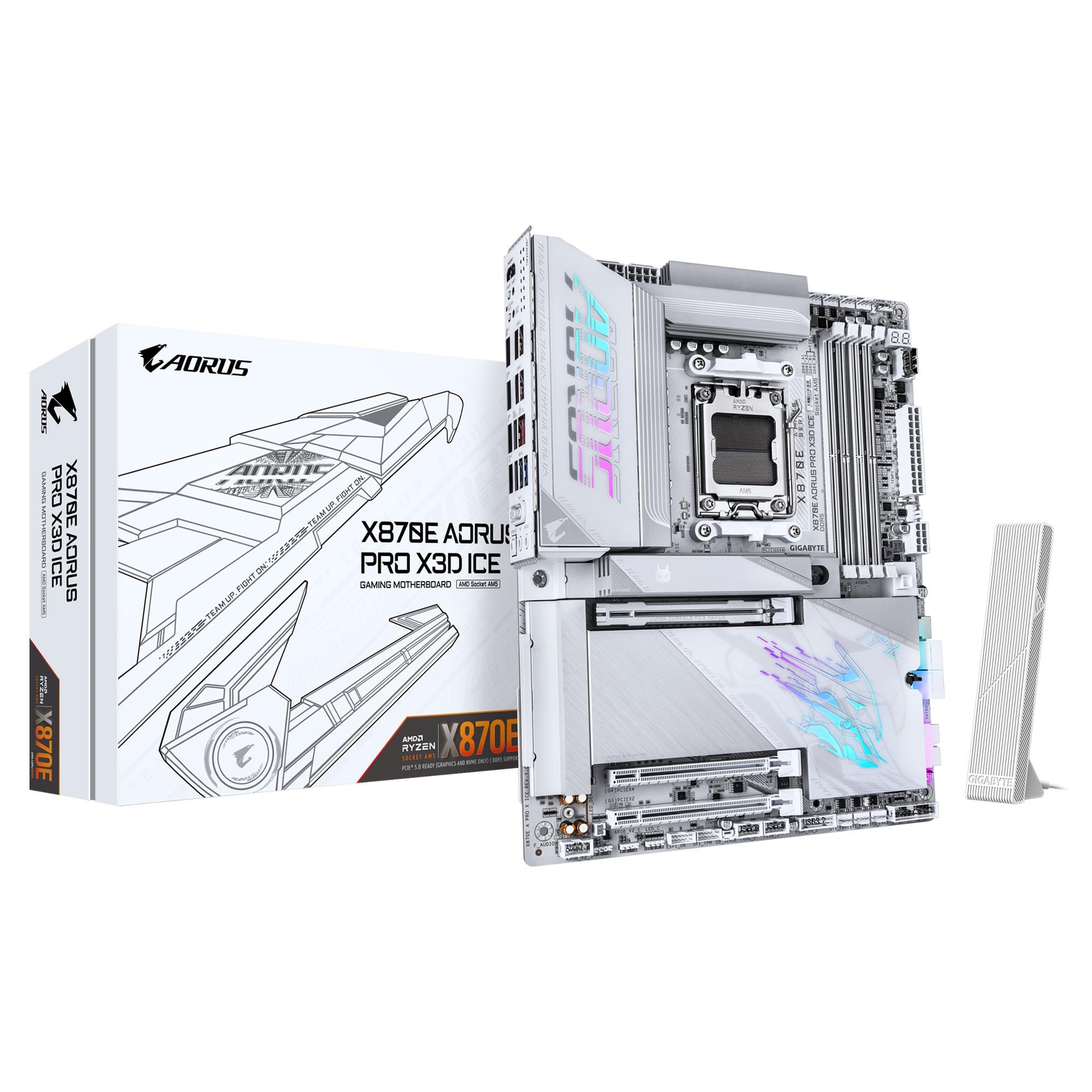 Gigabyte X870e Aorus Pro X3d Ice Mainboard - Amd X870e - Amd Am5 - Ddr5 Ram - Atx
