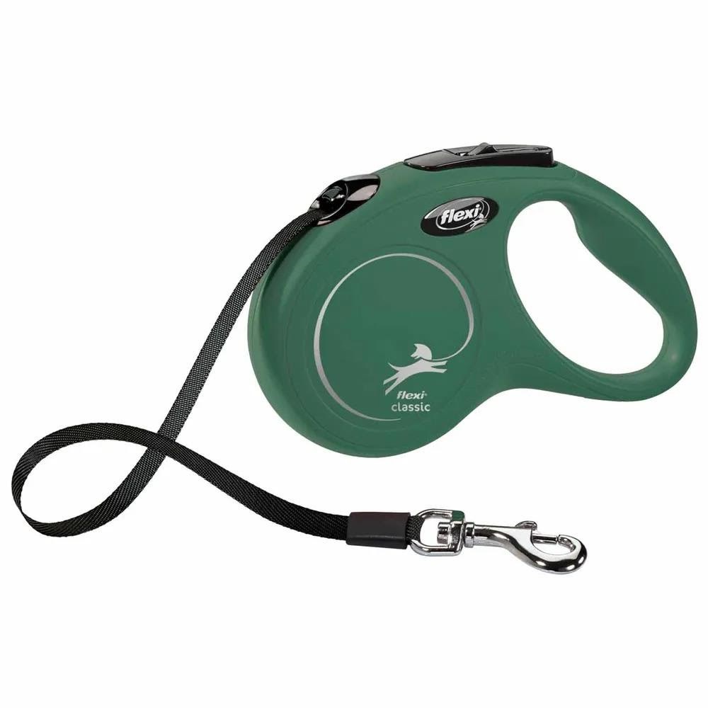 Flexi - Koppel New Classic - S - 5m Band - Olive - <15 kg - Hunde