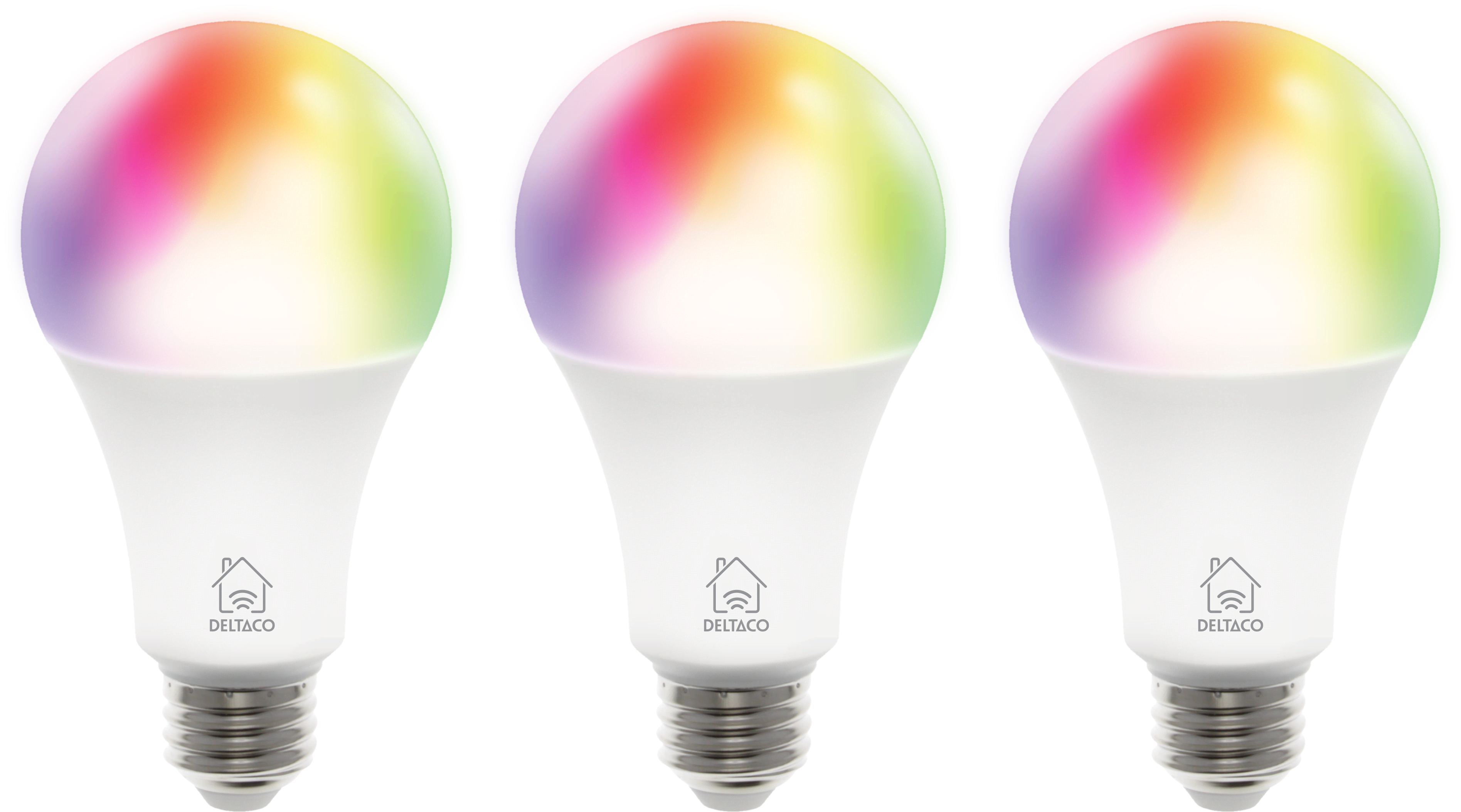 Deltaco Smart - Led Light Bulb - Shape: A60 - E27 - 9 W - Rgb/warm White/cold White Light - 2700-6500 K - White (Pack of 3) - Smart Home