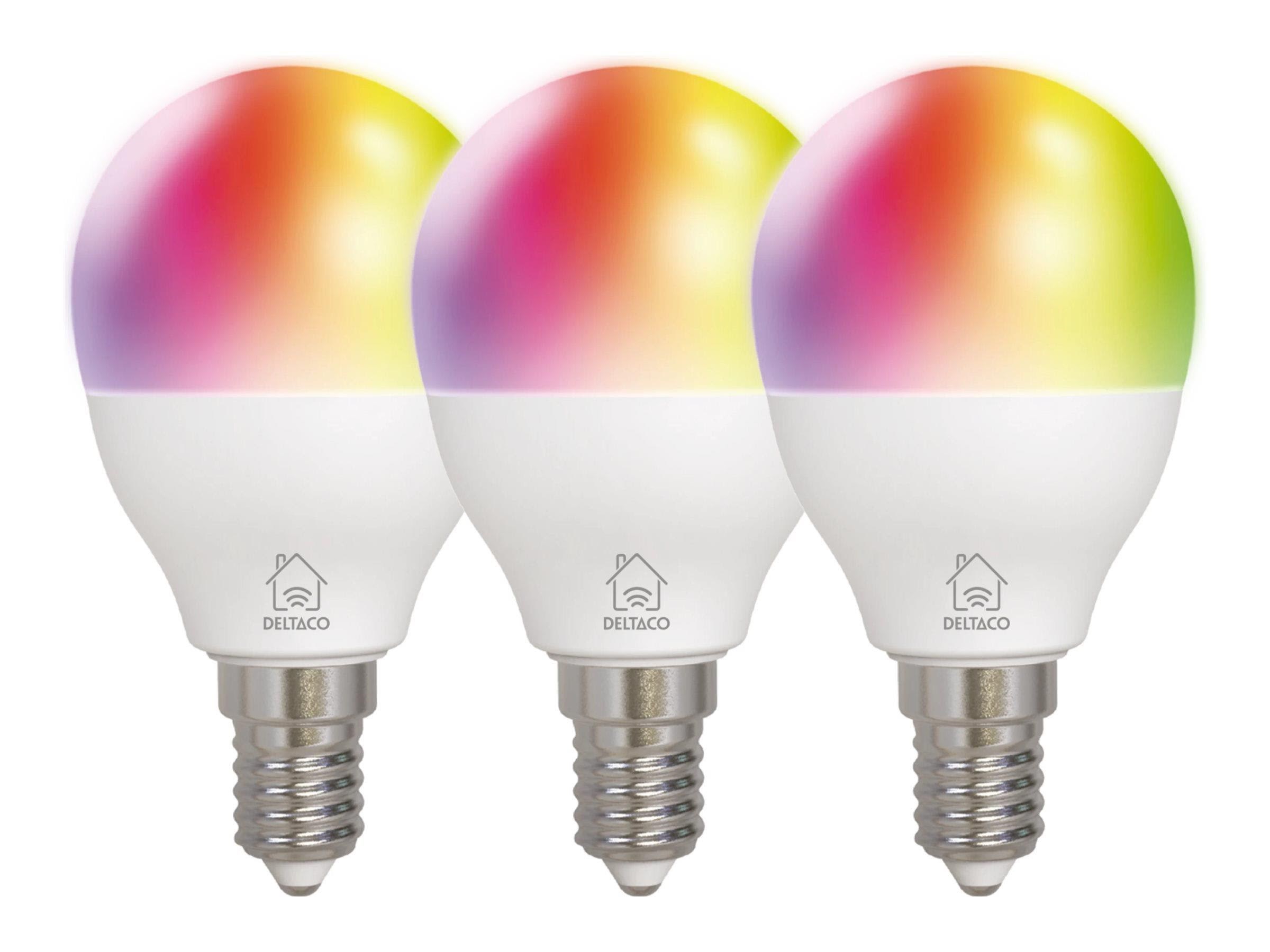 Deltaco Smart - Led Light Bulb - E14 - 5 W - Rgb Light - 2700-6500 K - White (Pack of 3) - Smart Home Sh-le14g45rgb-3p