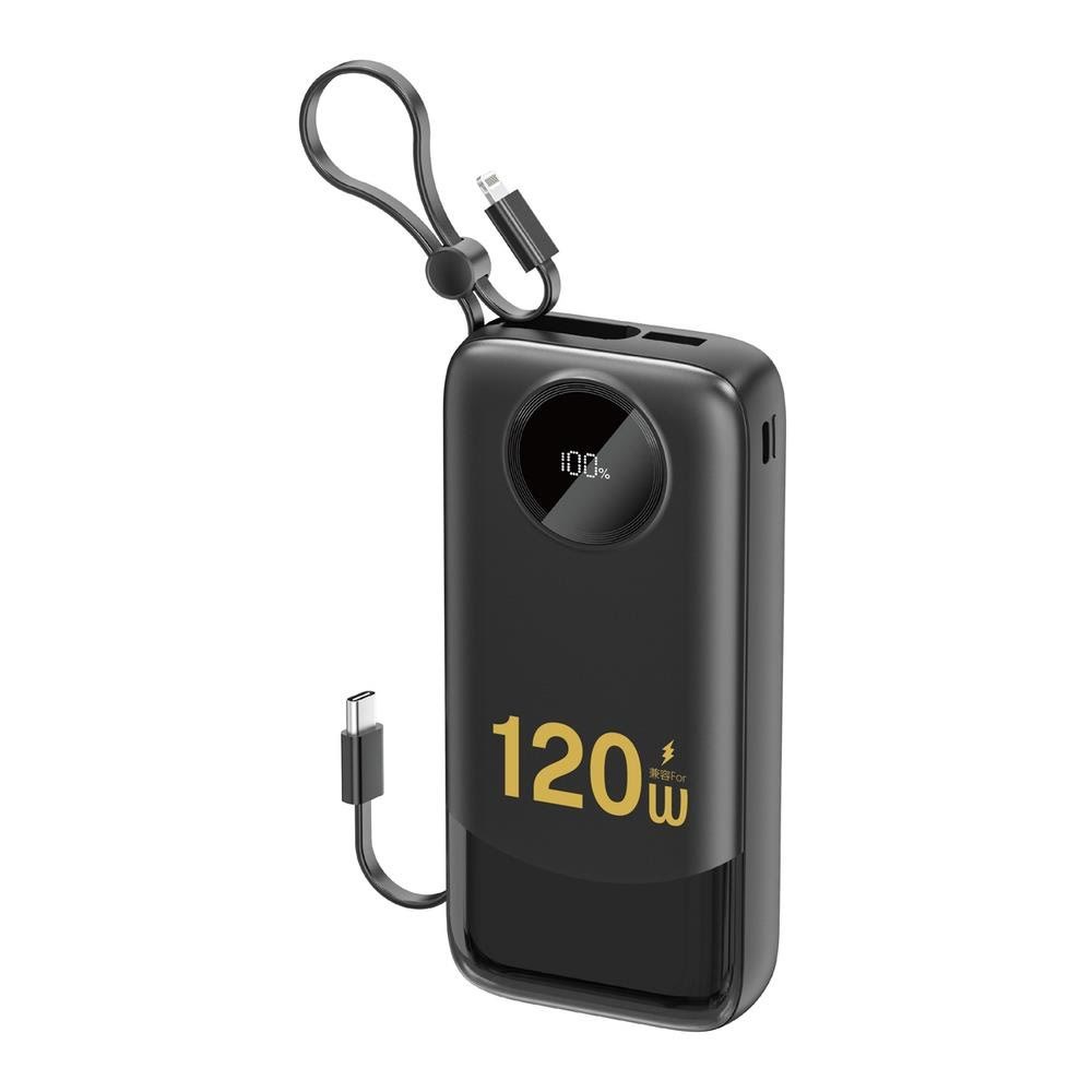 Dudao K13pro Powerbank With Built-in Cable - 20000 Mah - Powerbank Akku Schwarz 6977196680276