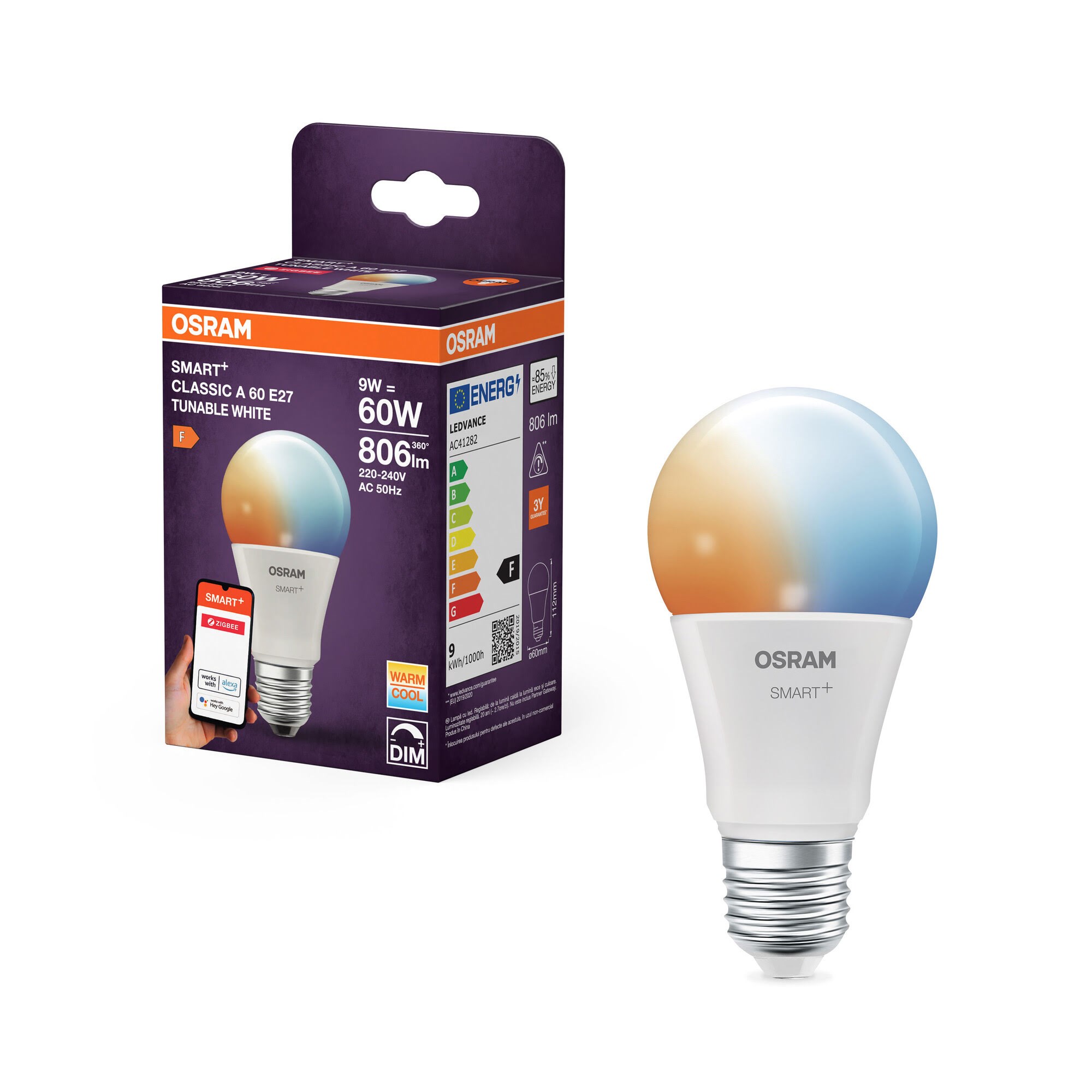 Osram Smart+ Standard 806lm 9w/827-865 (60w) Frosted E27 Zigbee - Smart Home 4099854460234
