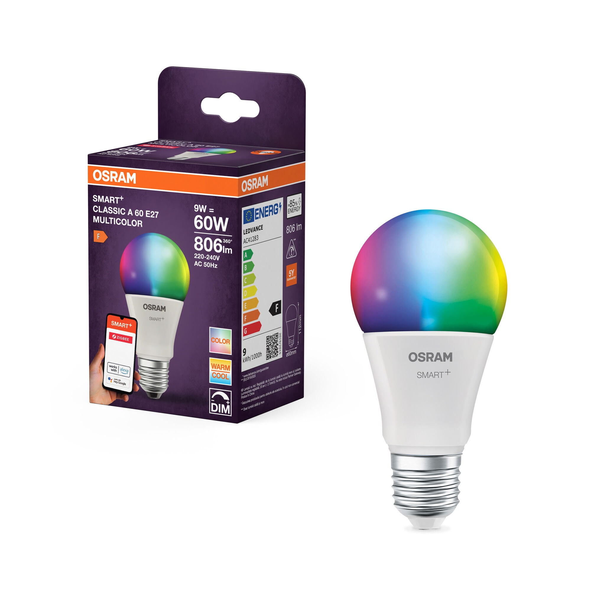 Osram Smart+ Standard 806lm 9w/rgbw Frosted (60w) E27 Zigbee - Smart Home 4099854460333