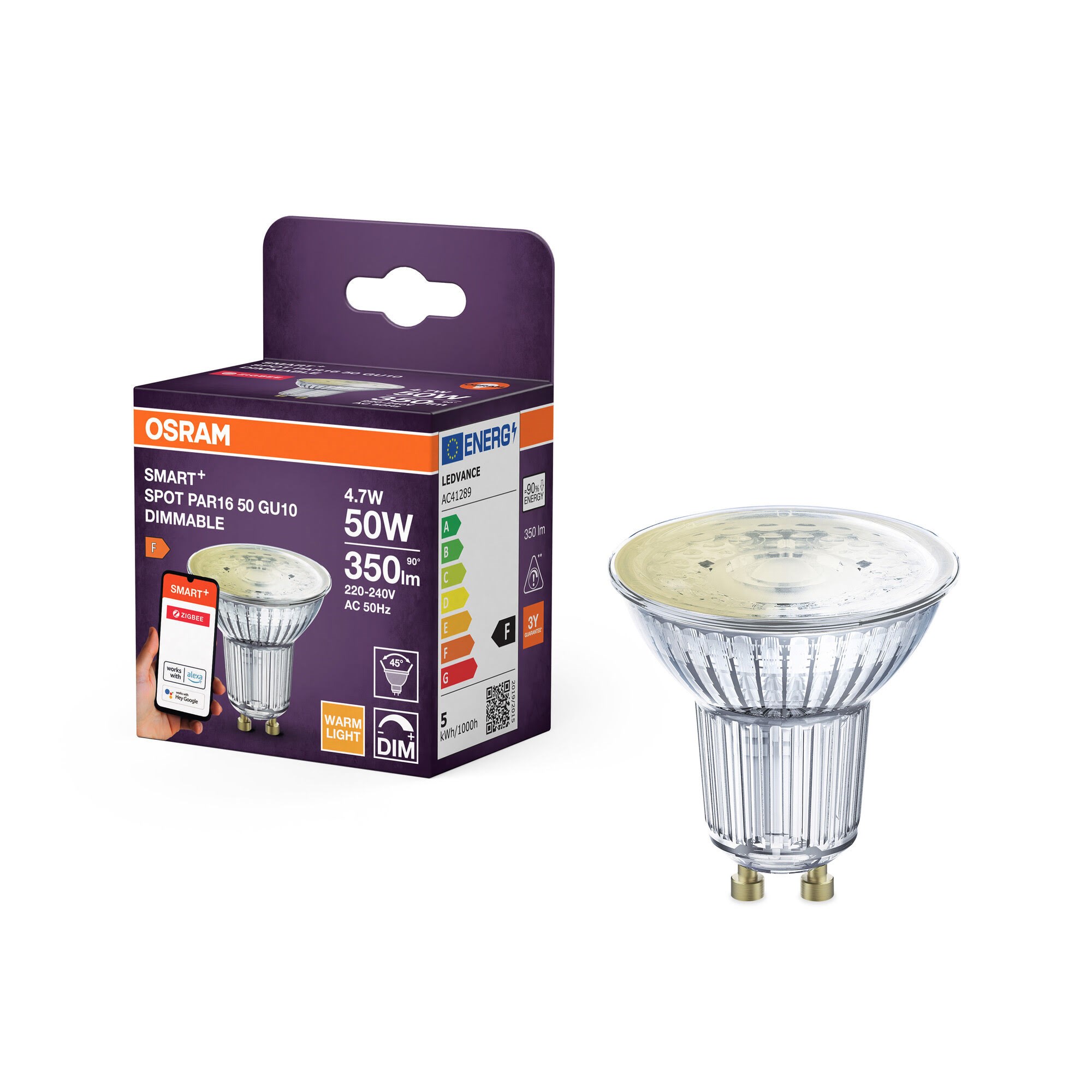 Osram Smart+ Par16 350lm 4.7w/827 (50w) Gu10 36° Zigbee - Smart Home