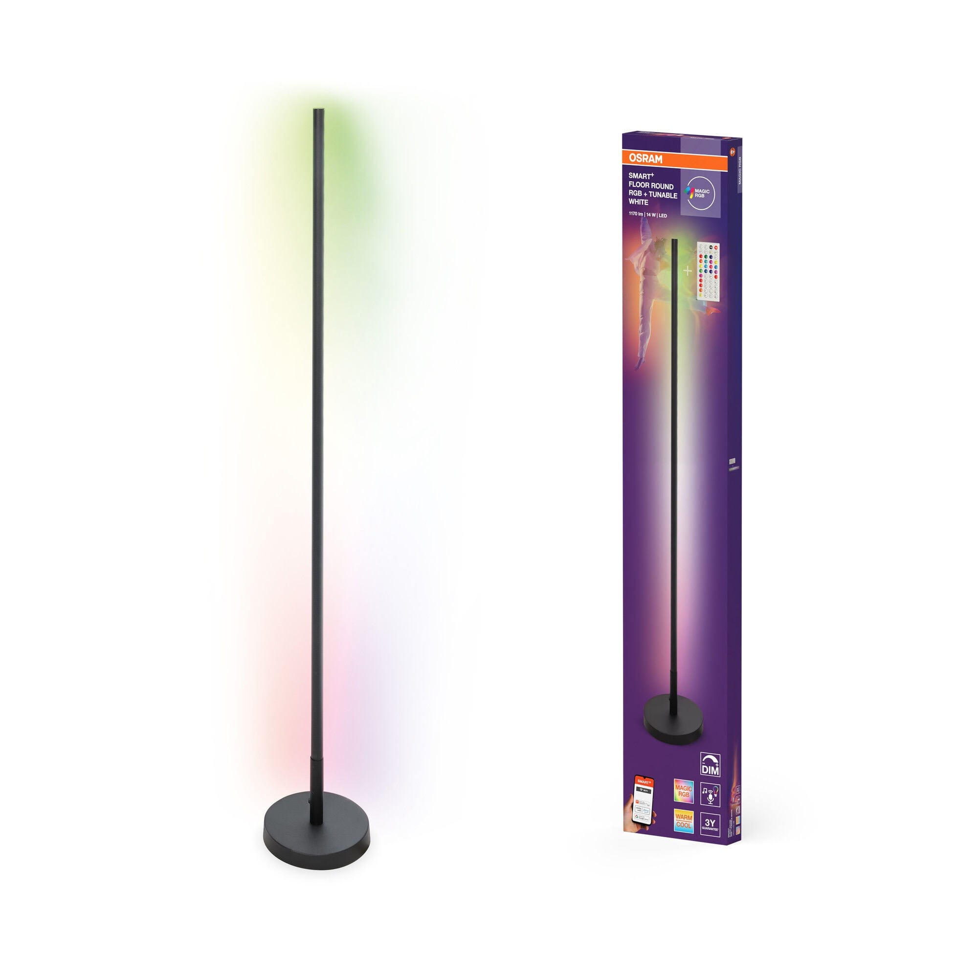 Osram Smart+ Floor Round 1170lm 24w Rgb+827-865 1400mm Black Wifi - Smart Home