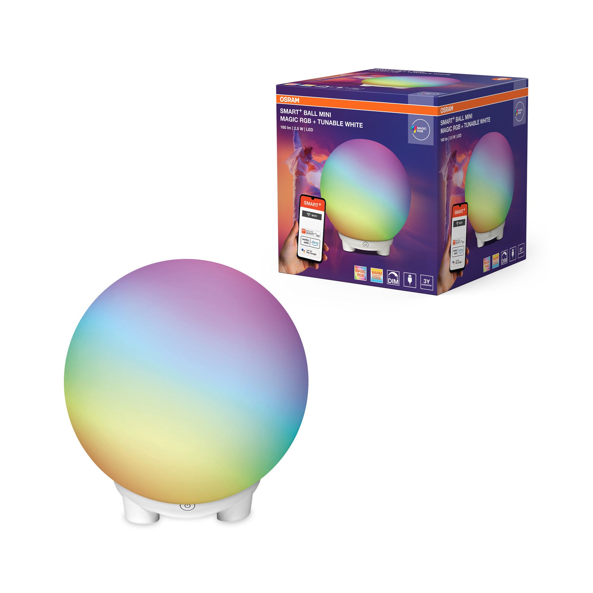 Osram Smart+ Ball Light 160lm 2.5W Rgb+822-865 Ø130 White Wifi - Smart Home 4099854475825